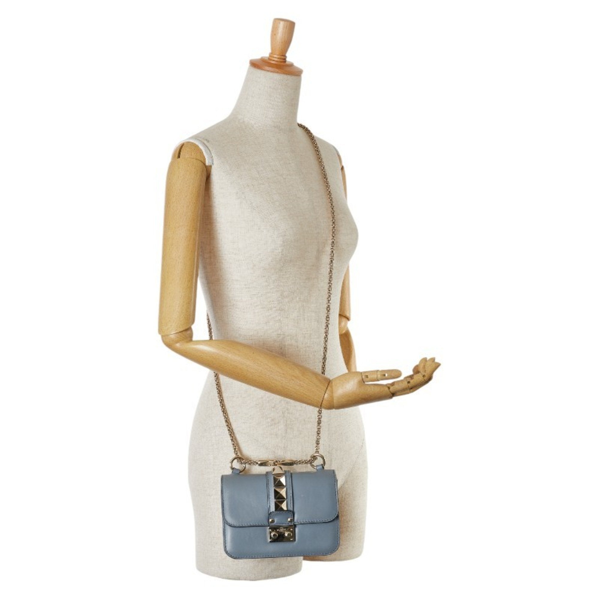 Valentino Light Blue Leather Shoulder Bag (Pre-Owned)