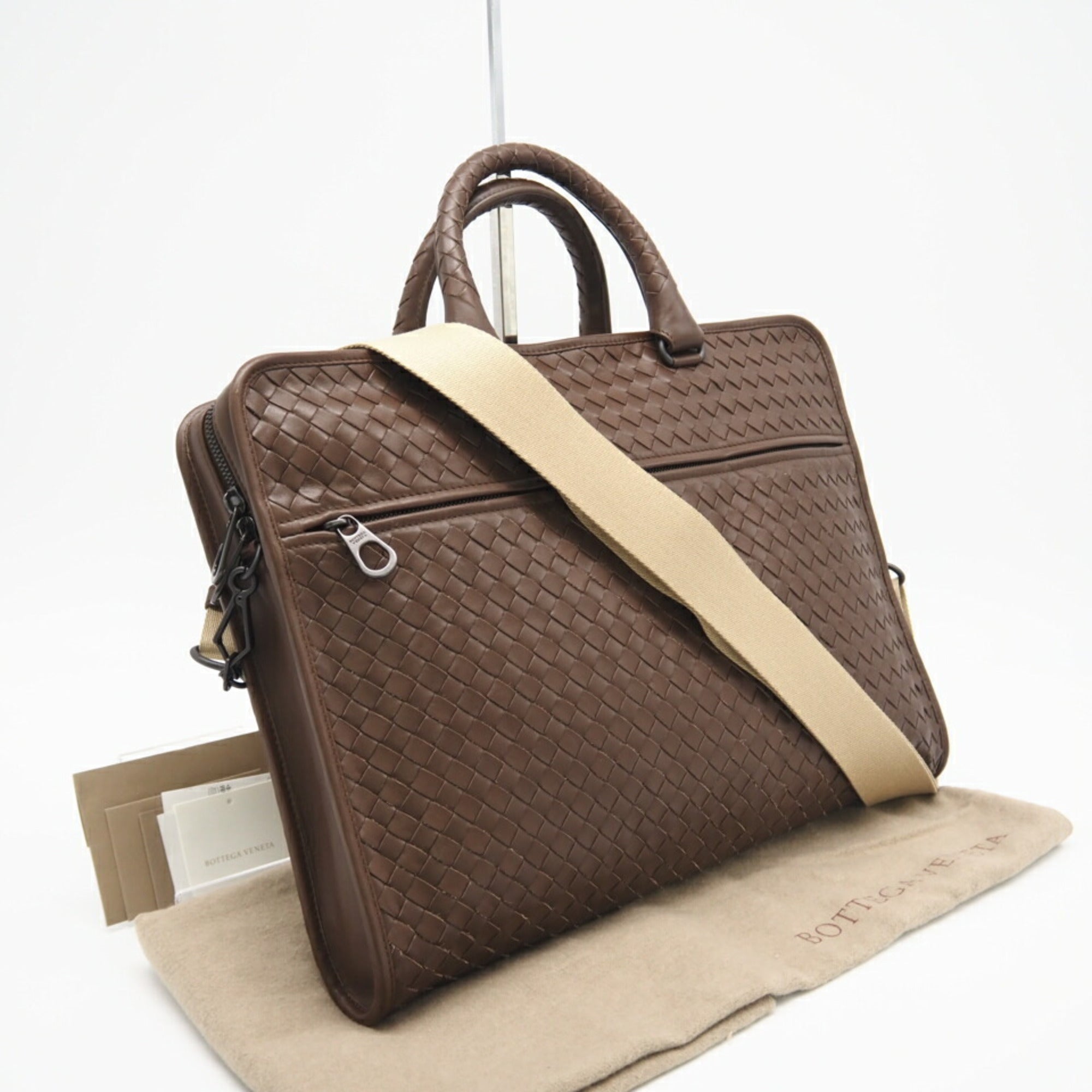 Bottega Veneta Intrecciato Brown Intrecciato Briefcase (Pre-Owned)