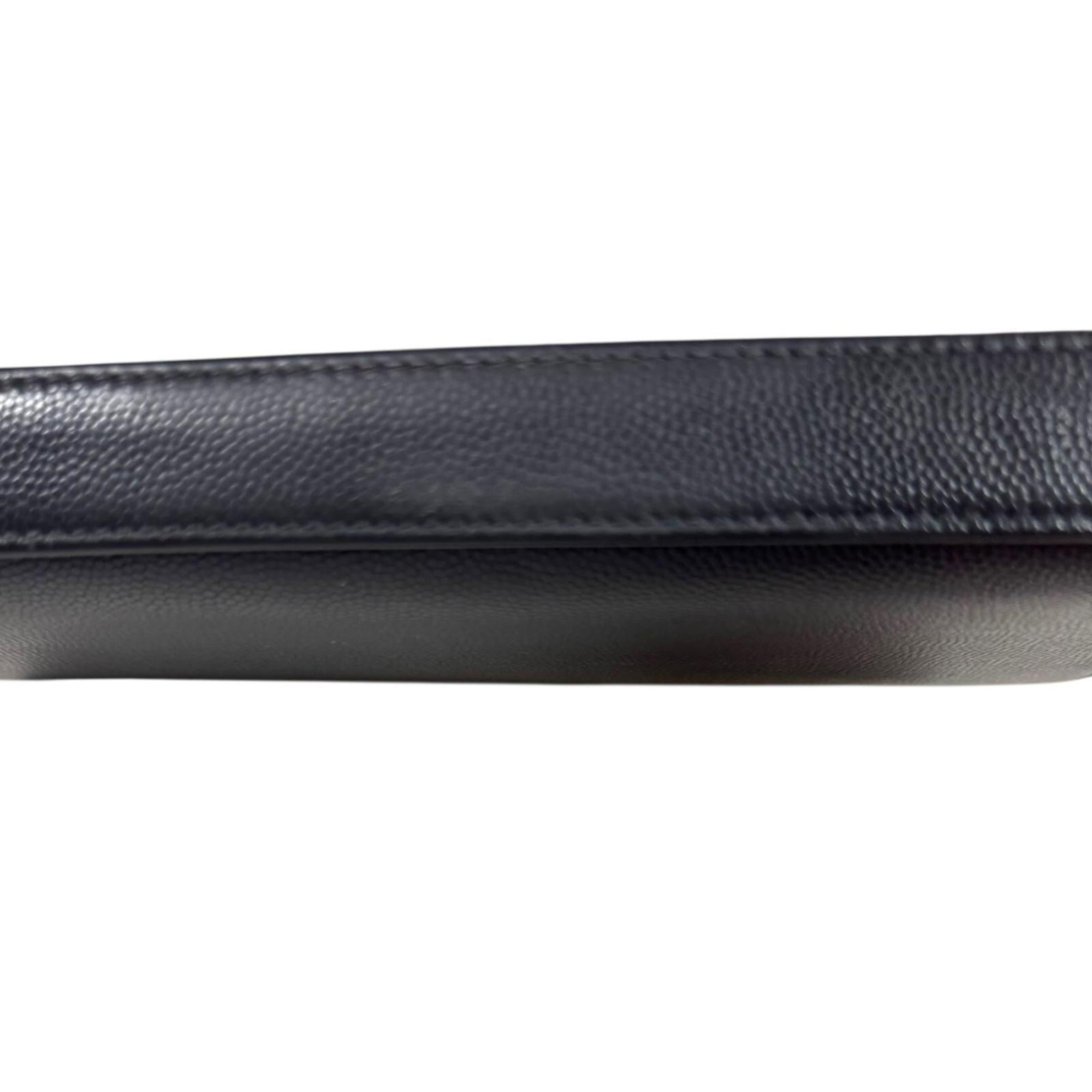 Saint Laurent Black Leather Long Wallet (Bi-Fold) (Pre-Owned)