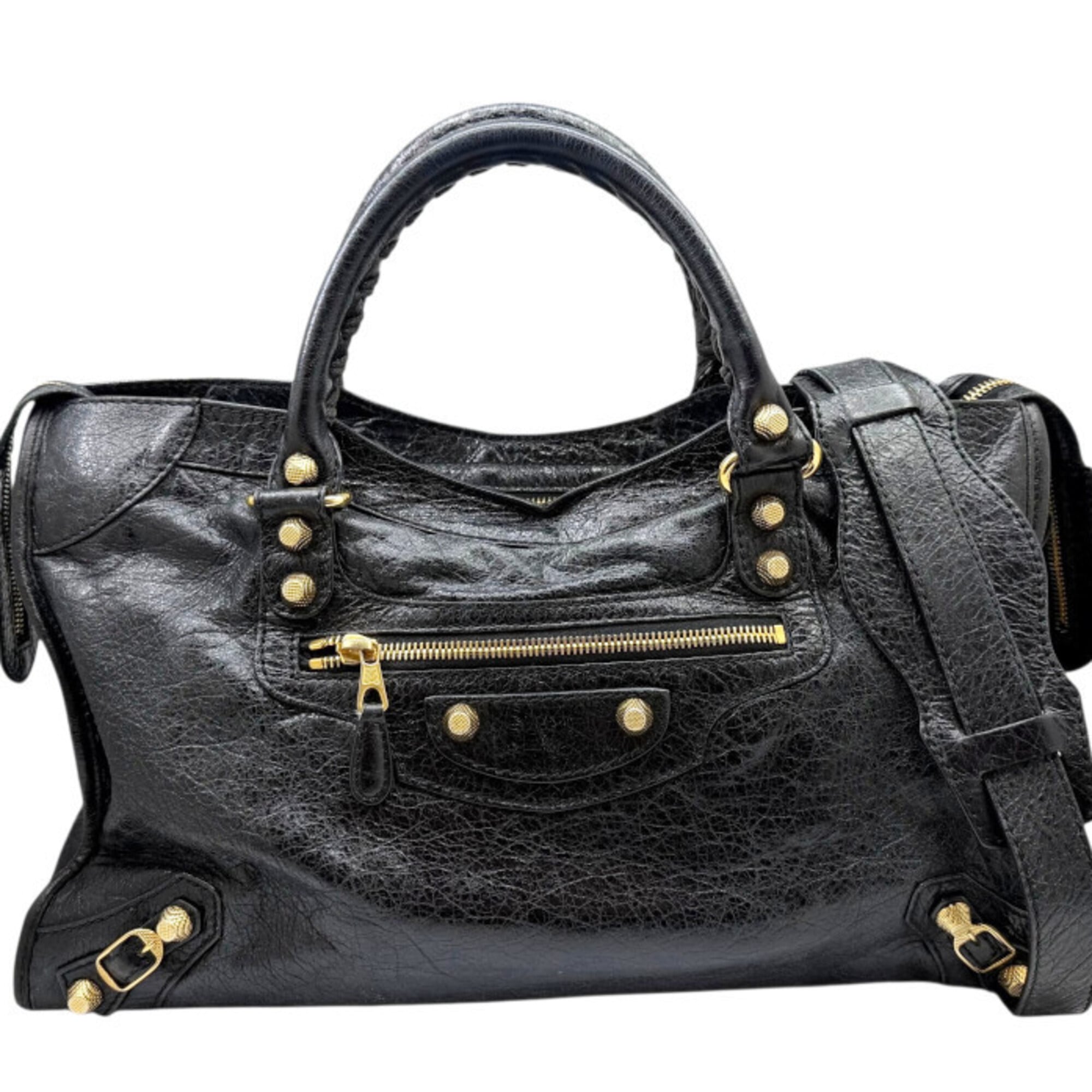 Balenciaga Black Leather Handbag Shoulder Bag (Pre-Owned)