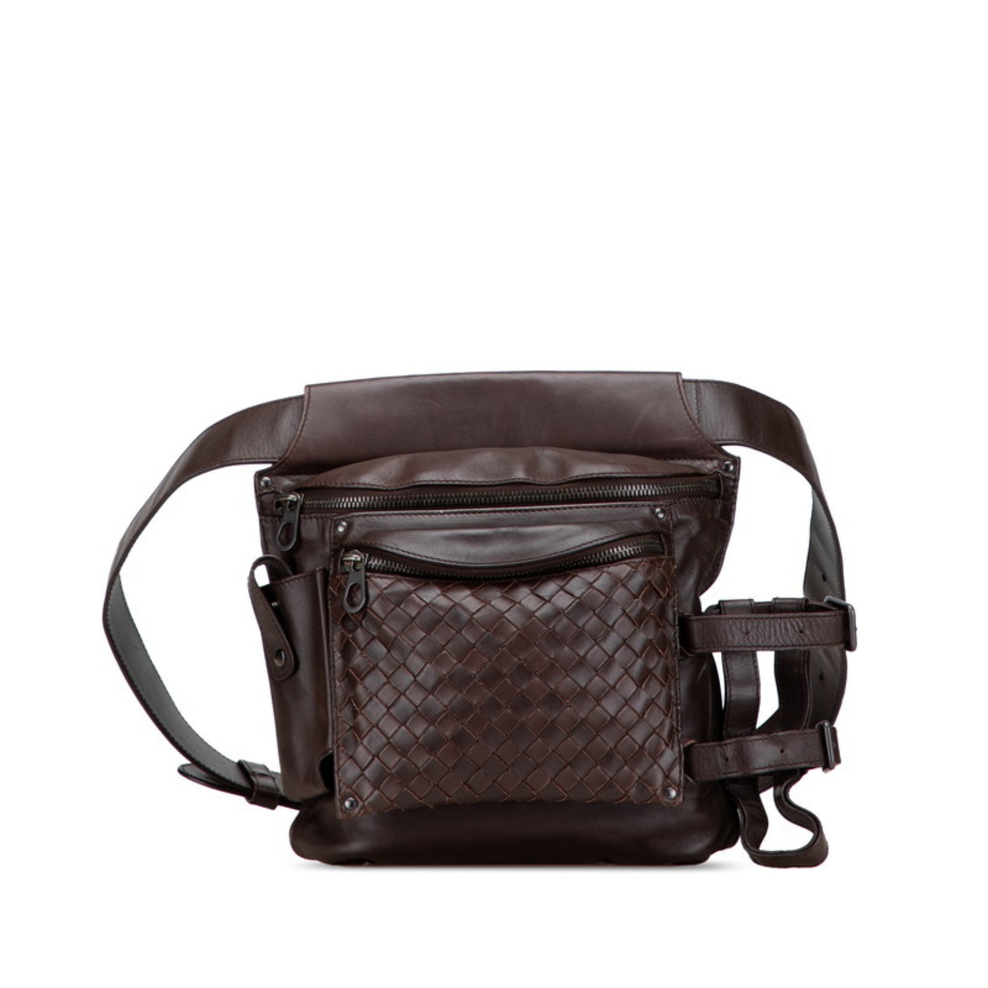 Bottega Veneta Intrecciato Brown Leather Fanny Pack (Pre-Owned)