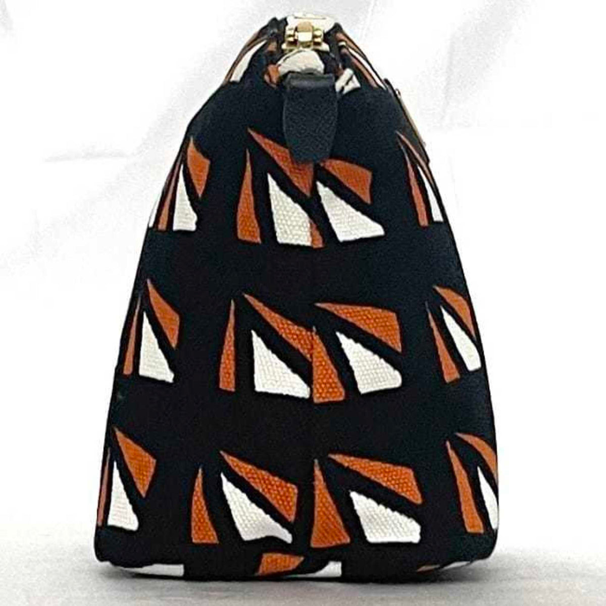 Prada Black Orange Canvas Leather Pouch (Pre-Owned)