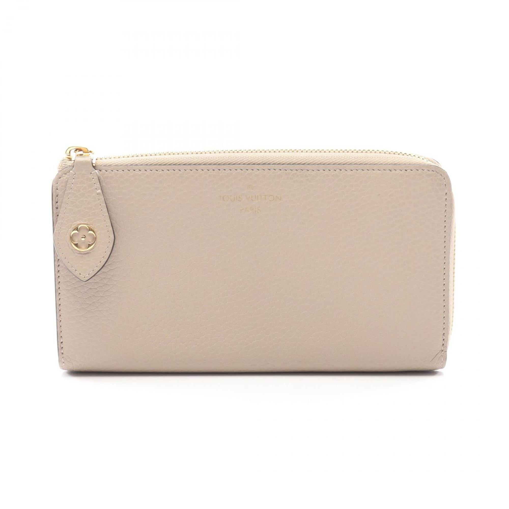 Louis Vuitton Beige Leather Long Wallet (Bi-Fold) (Pre-Owned)