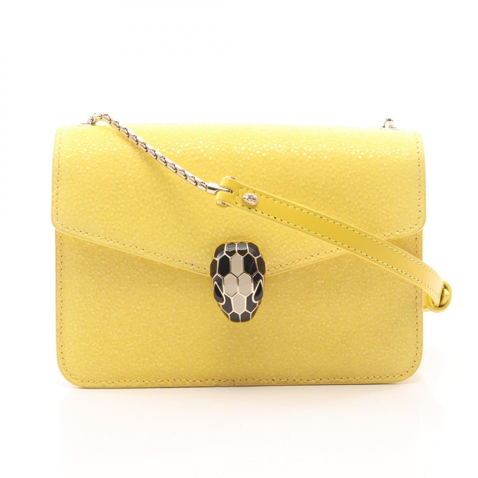 Bvlgari Yellow Leather Handbag Shoulder Bag (Pre-Owned)