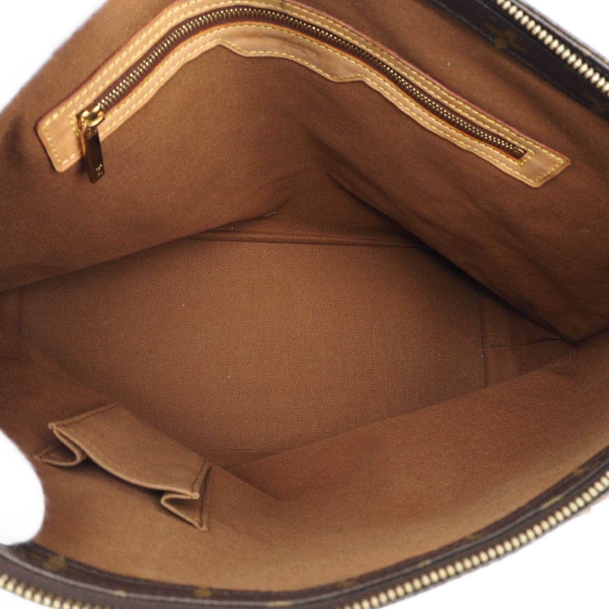 Louis Vuitton Beige Brown Coated Canvas Leather Handbag (Pre-Owned)