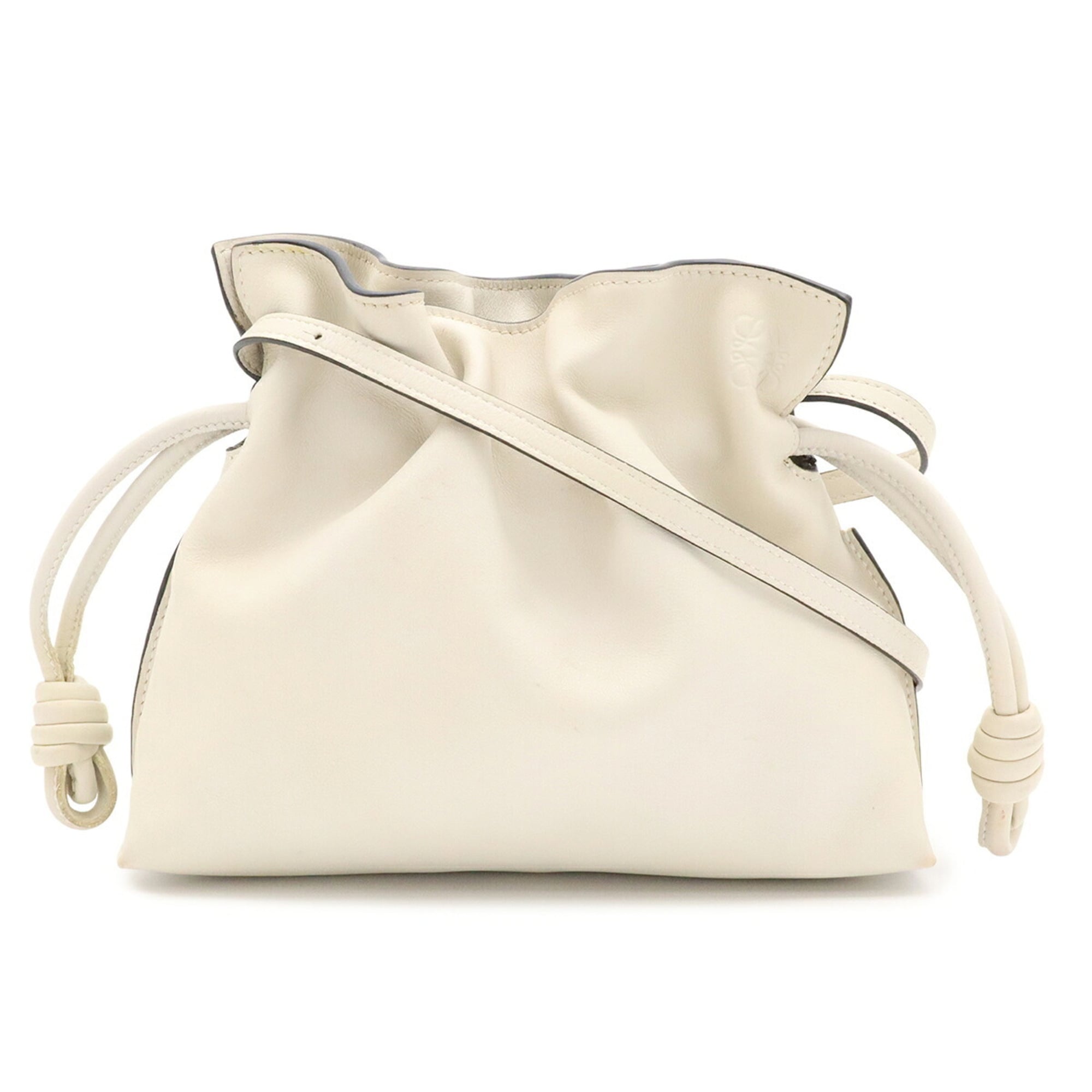 Loewe Off-White Leather Clutch Bag Pochette Shoulder Bag (Pre-Owned)