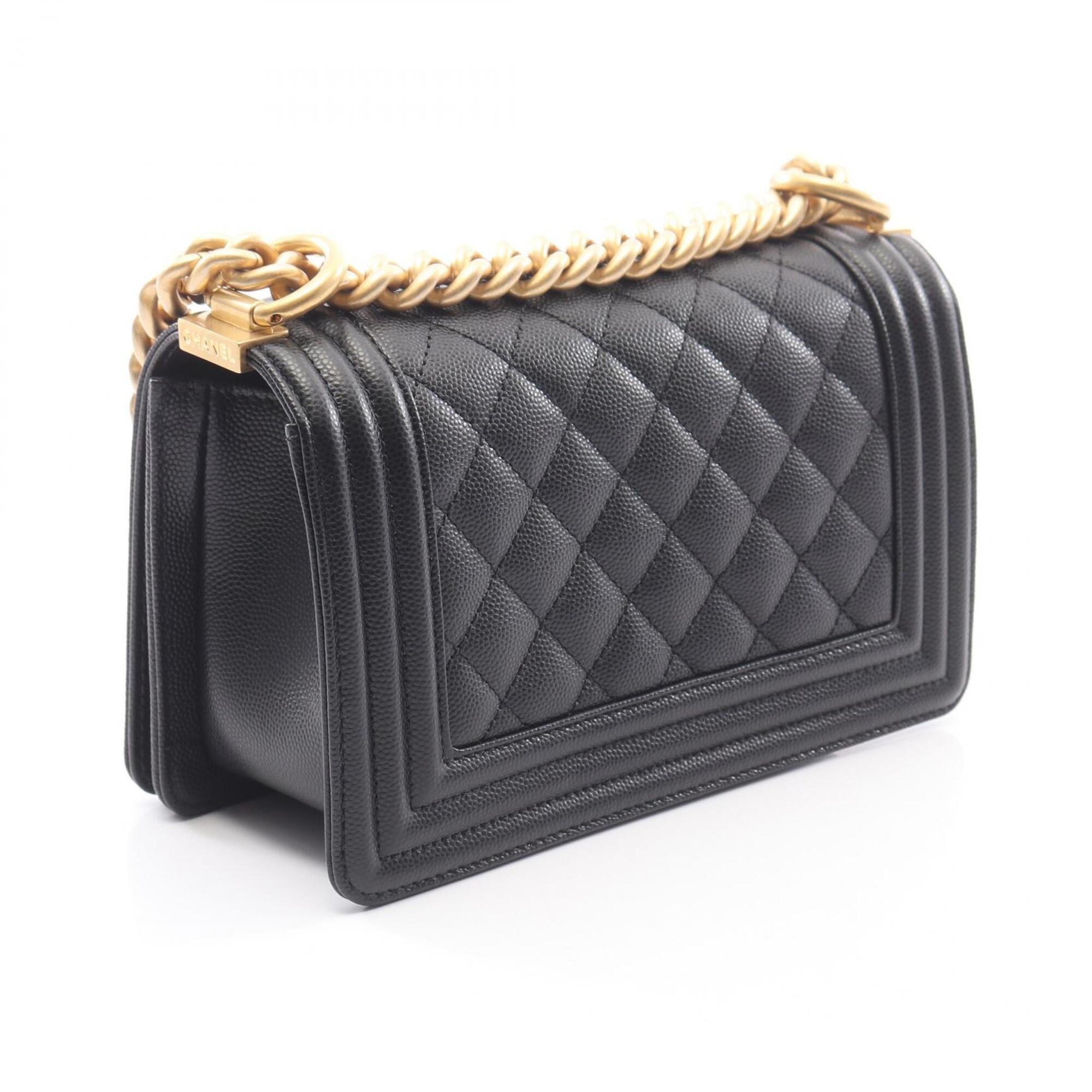 Chanel Black Grained Calfskin Handbag Shoulder Bag (Pre-Owned)
