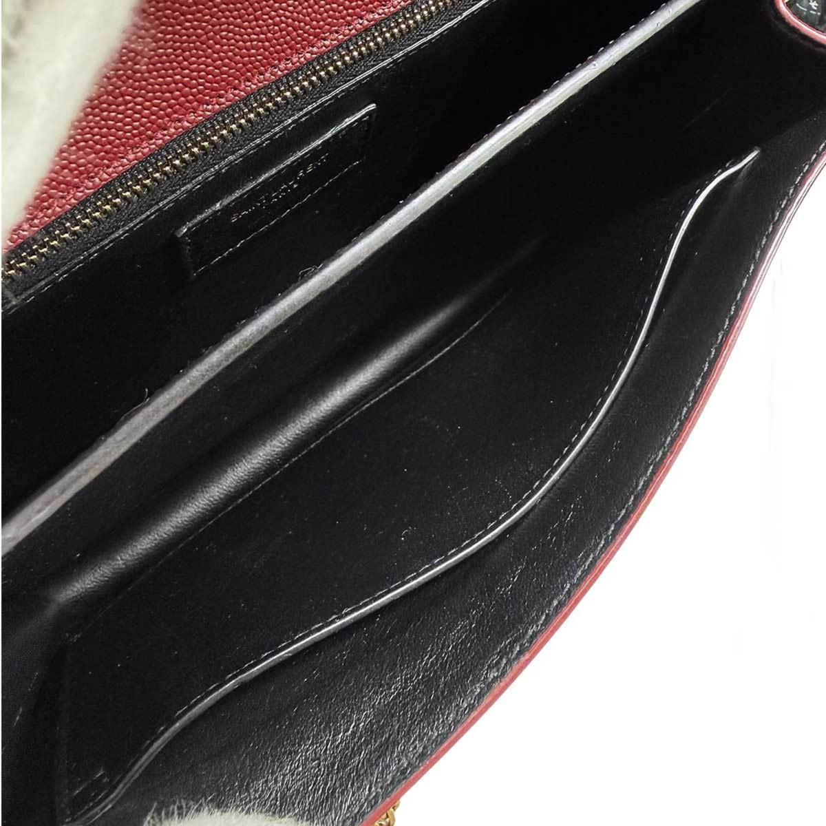 Saint Laurent Red Color Leather Handbag Shoulder Bag (Pre-Owned)