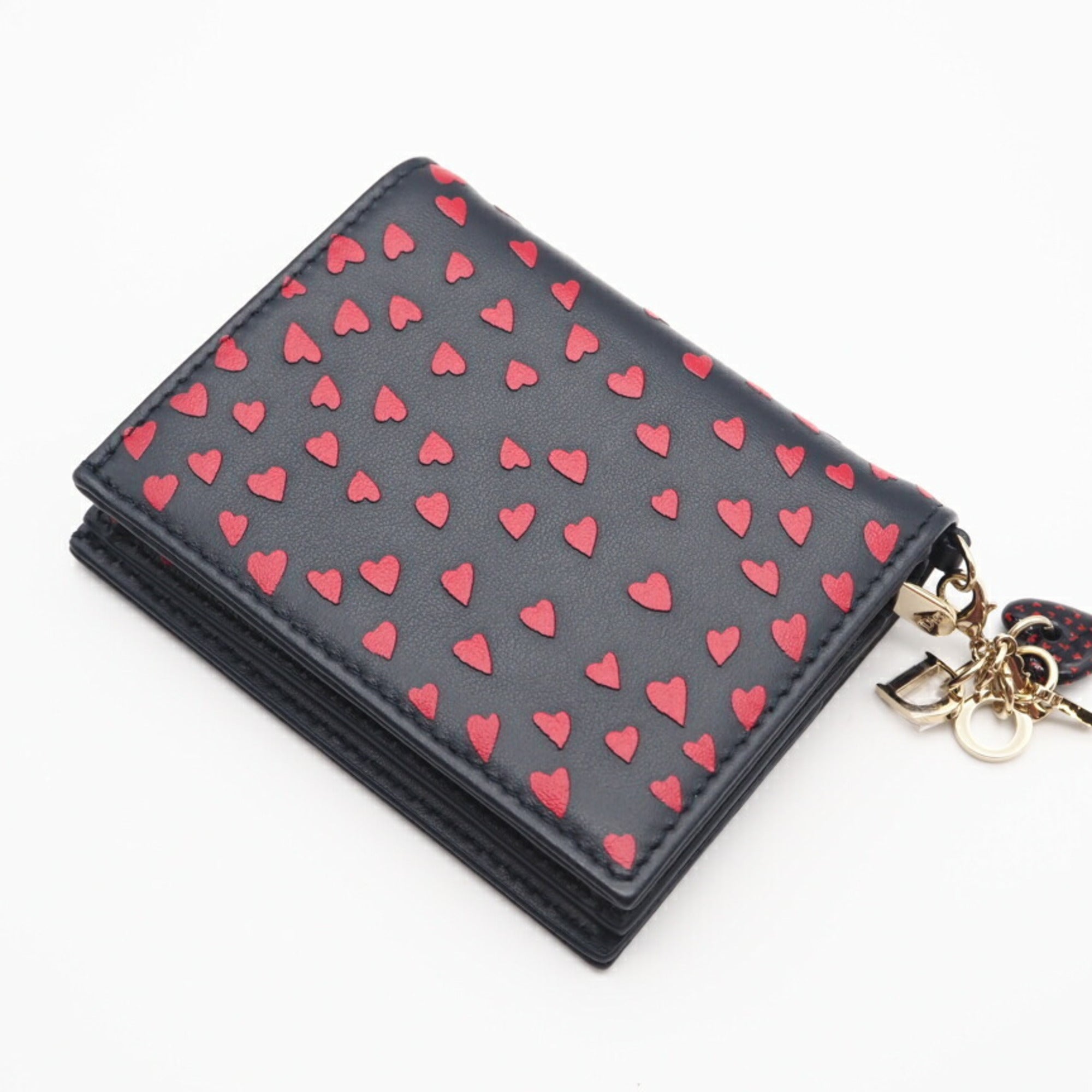 Christian Dior Navy Red Color Leather Wallet (Bi-Fold) (Pre-Owned)