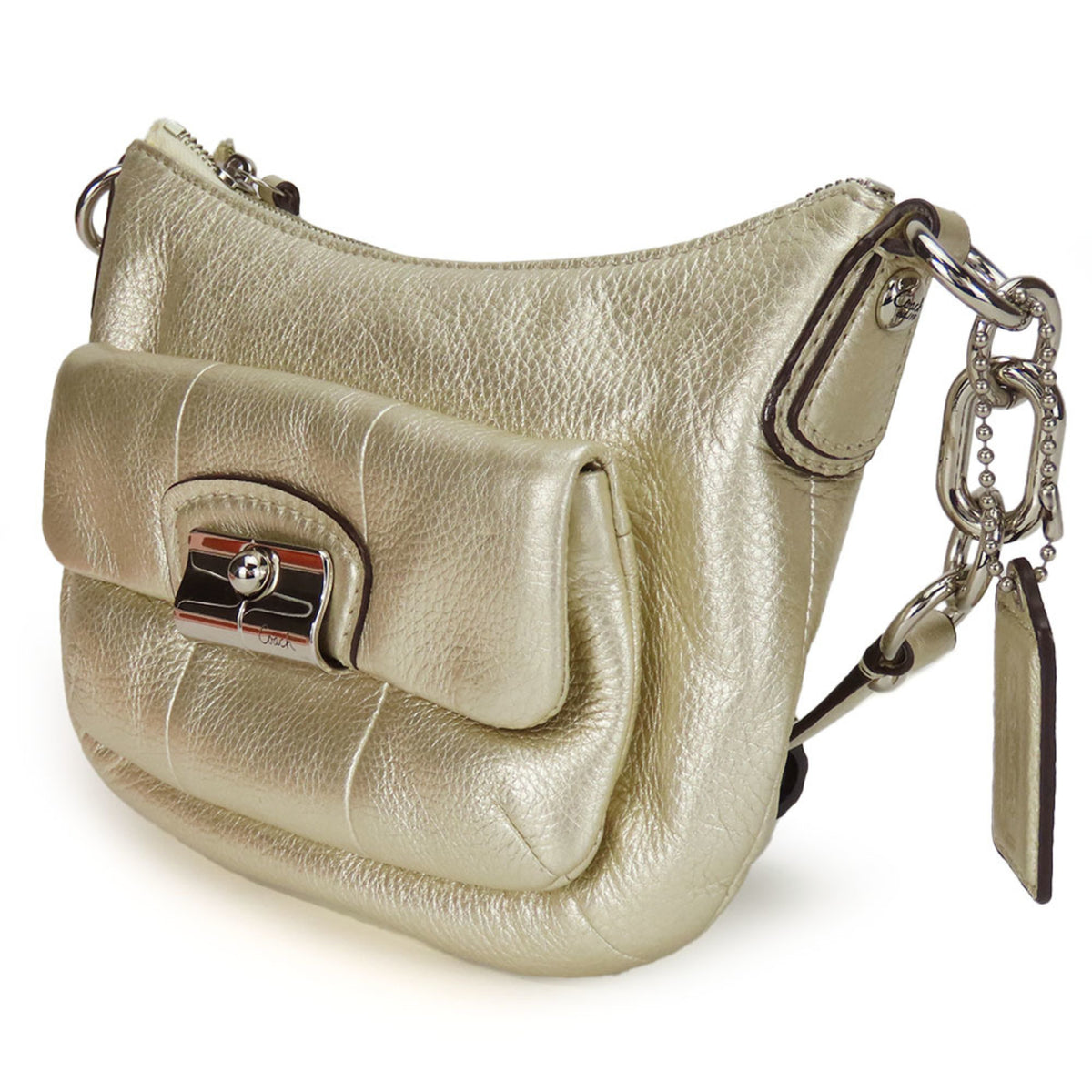 Coach Champagne Gold Leather Pochette Shoulder Bag (Pre-Owned)