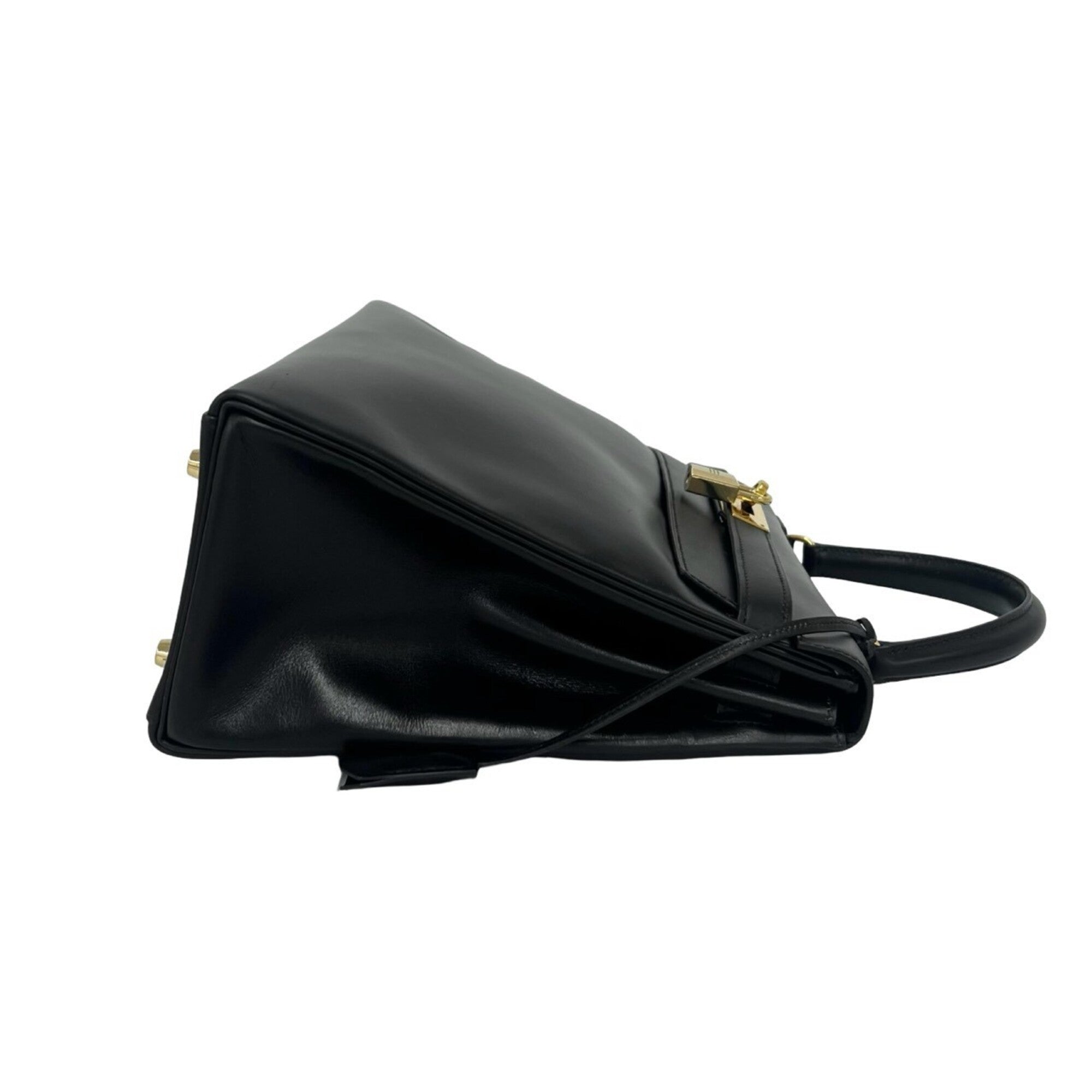 Hermes Black Box Calf Leather Handbag Shoulder Bag (Pre-Owned)