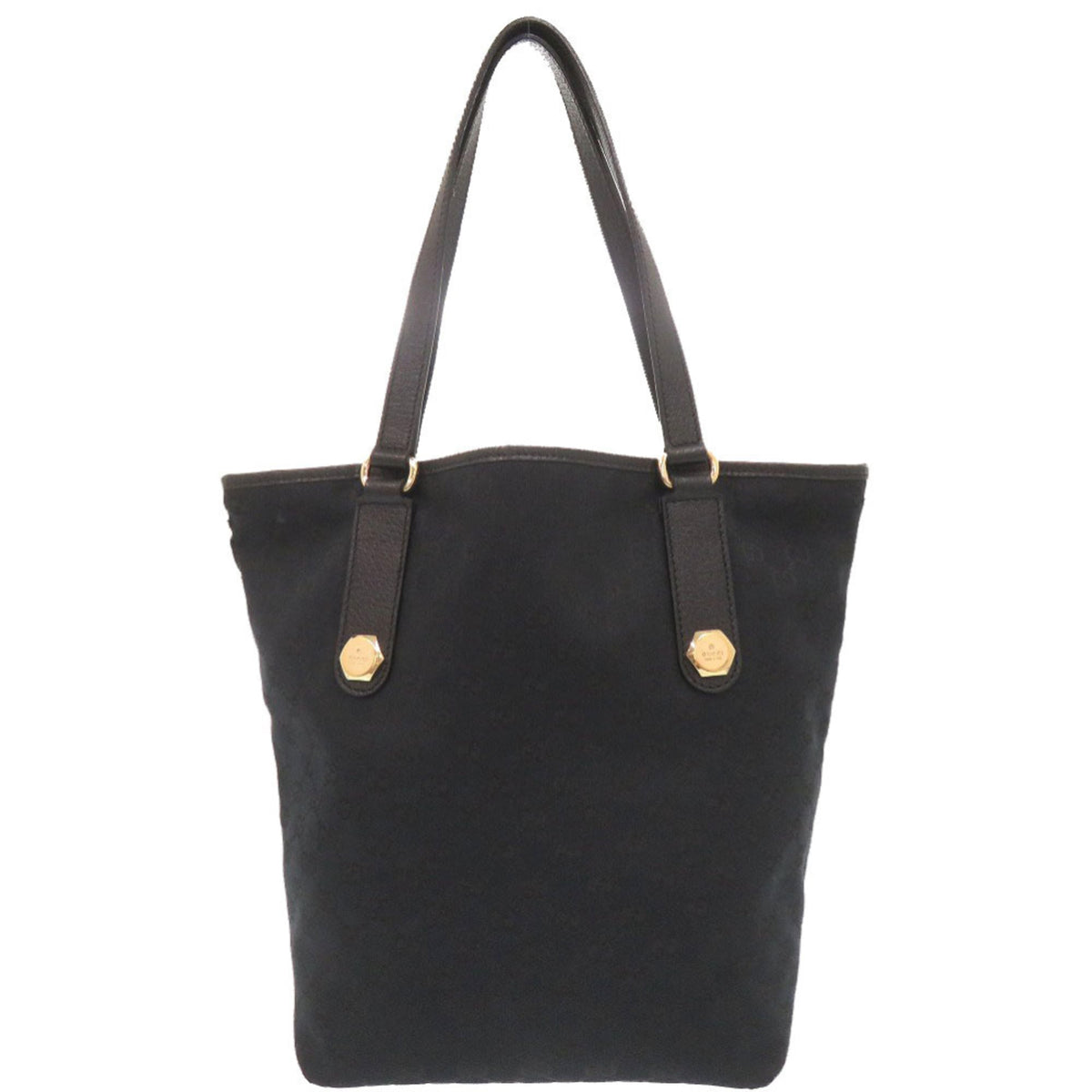 Gucci Black Gg Canvas Leather Tote Bag (Pre-Owned)