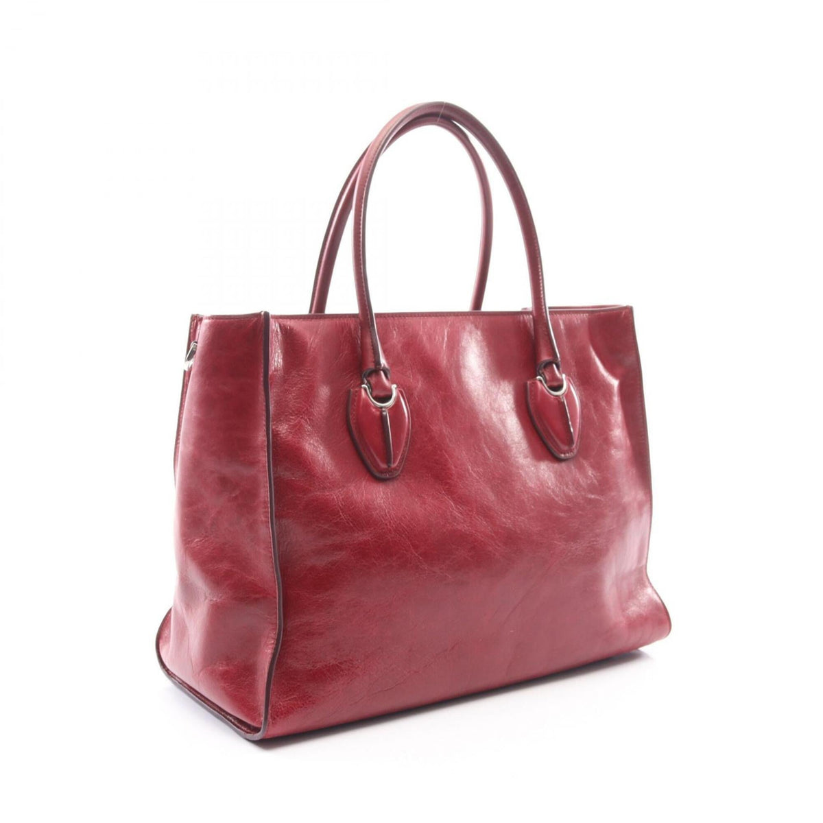 Tod's Bordeaux Leather Handbag Tote Bag (Pre-Owned)