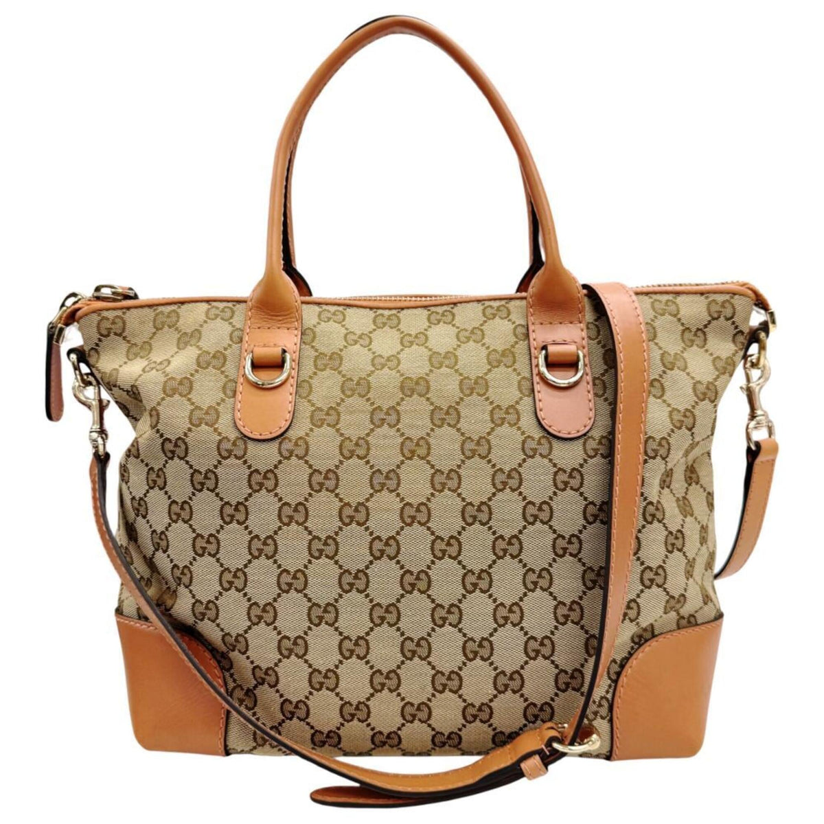 Gucci Beige Pink Beige Canvas Shoulder Bag (Pre-Owned)