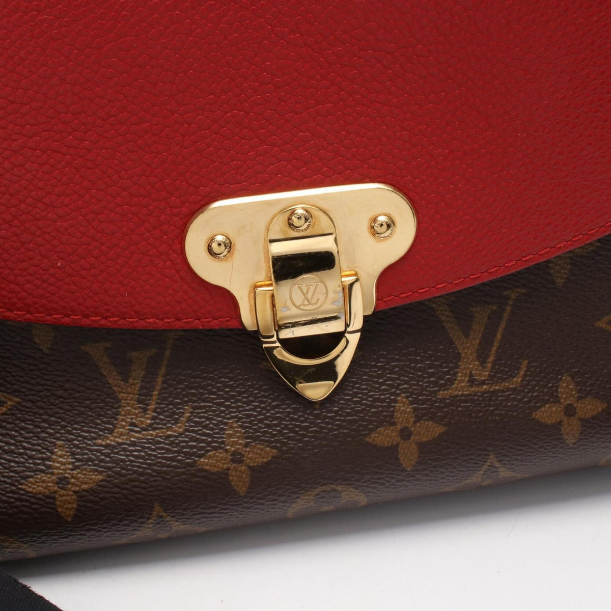 Louis Vuitton Brown Cerise Red Color Coated Canvas Leather Handbag Shoulder Bag (Pre-Owned)