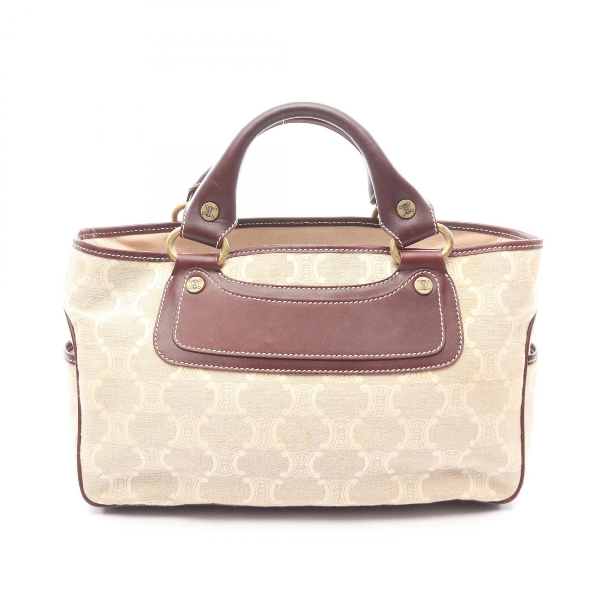 Celine Beige Brown Canvas Leather Handbag (Pre-Owned)