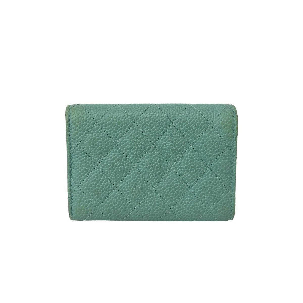 Chanel Blue Grained Calfskin Wallet (Tri-Fold) (Pre-Owned)