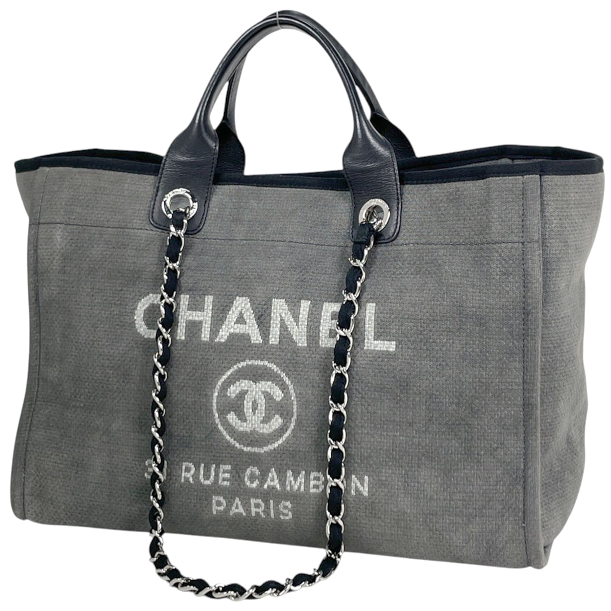 Chanel Gray Canvas Tote Bag (Pre-Owned)
