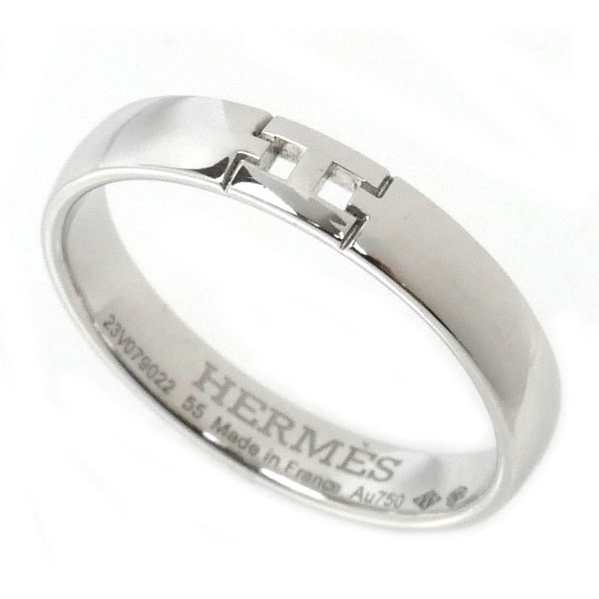 Hermes White Gold White Gold (18K) Band Ring (Pre-Owned)