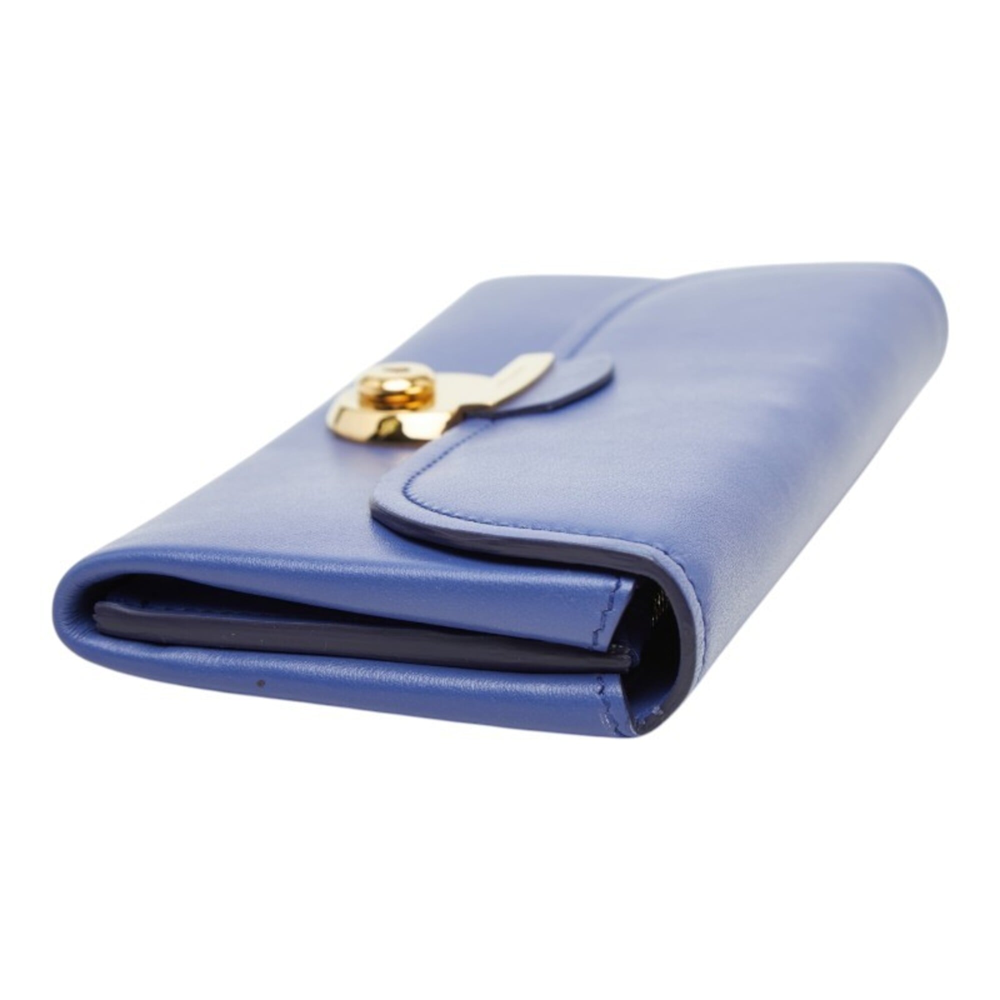 Salvatore Ferragamo Light Blue Leather Long Wallet (Bi-Fold) (Pre-Owned)