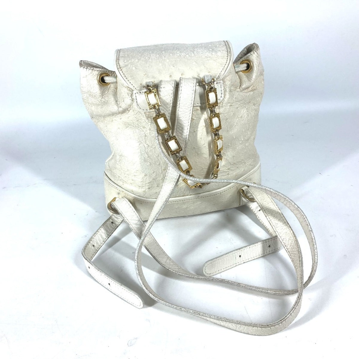 Versace Gold Ivory Leather Backpack (Pre-Owned)