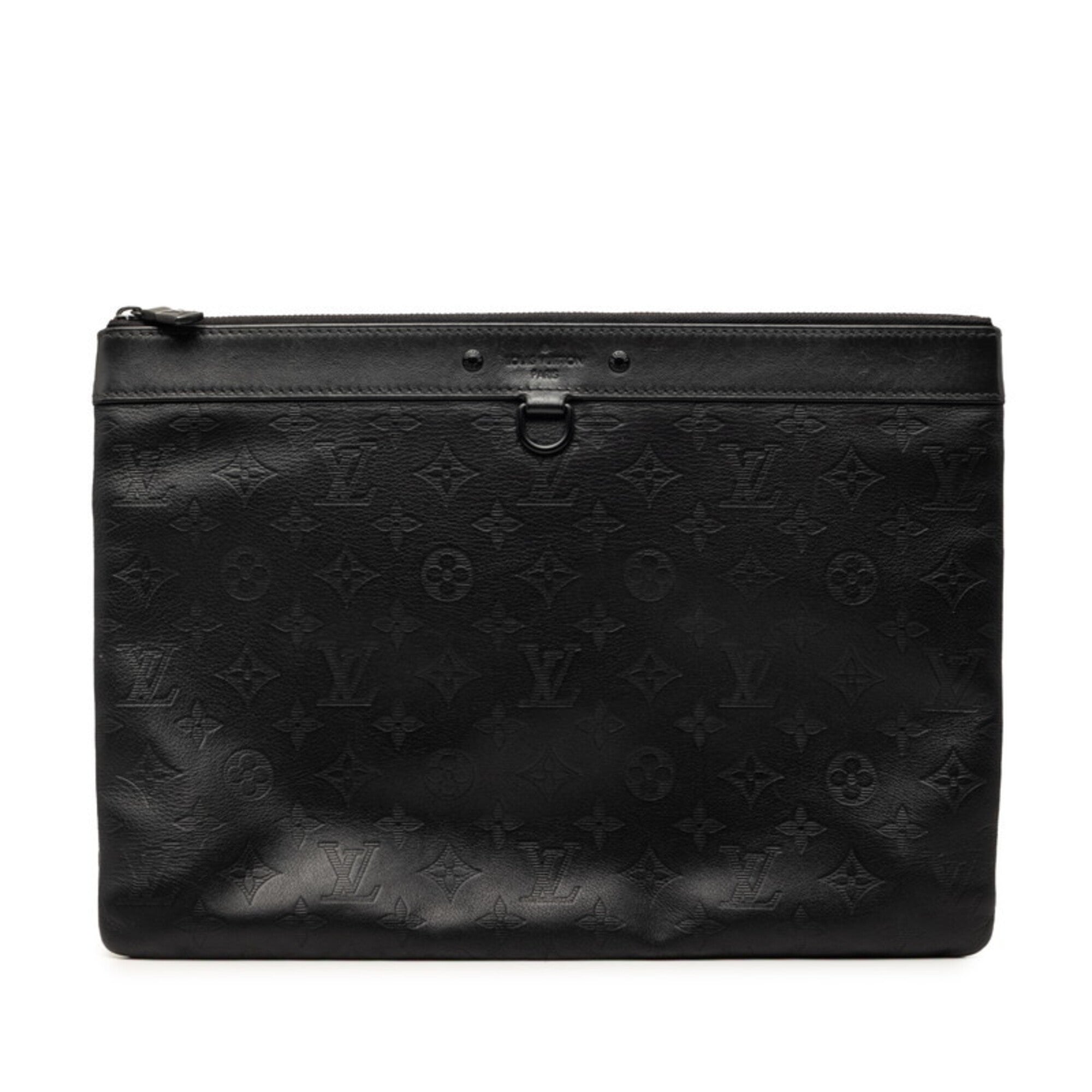 Louis Vuitton Black Noir Leather Clutch Bag (Pre-Owned)