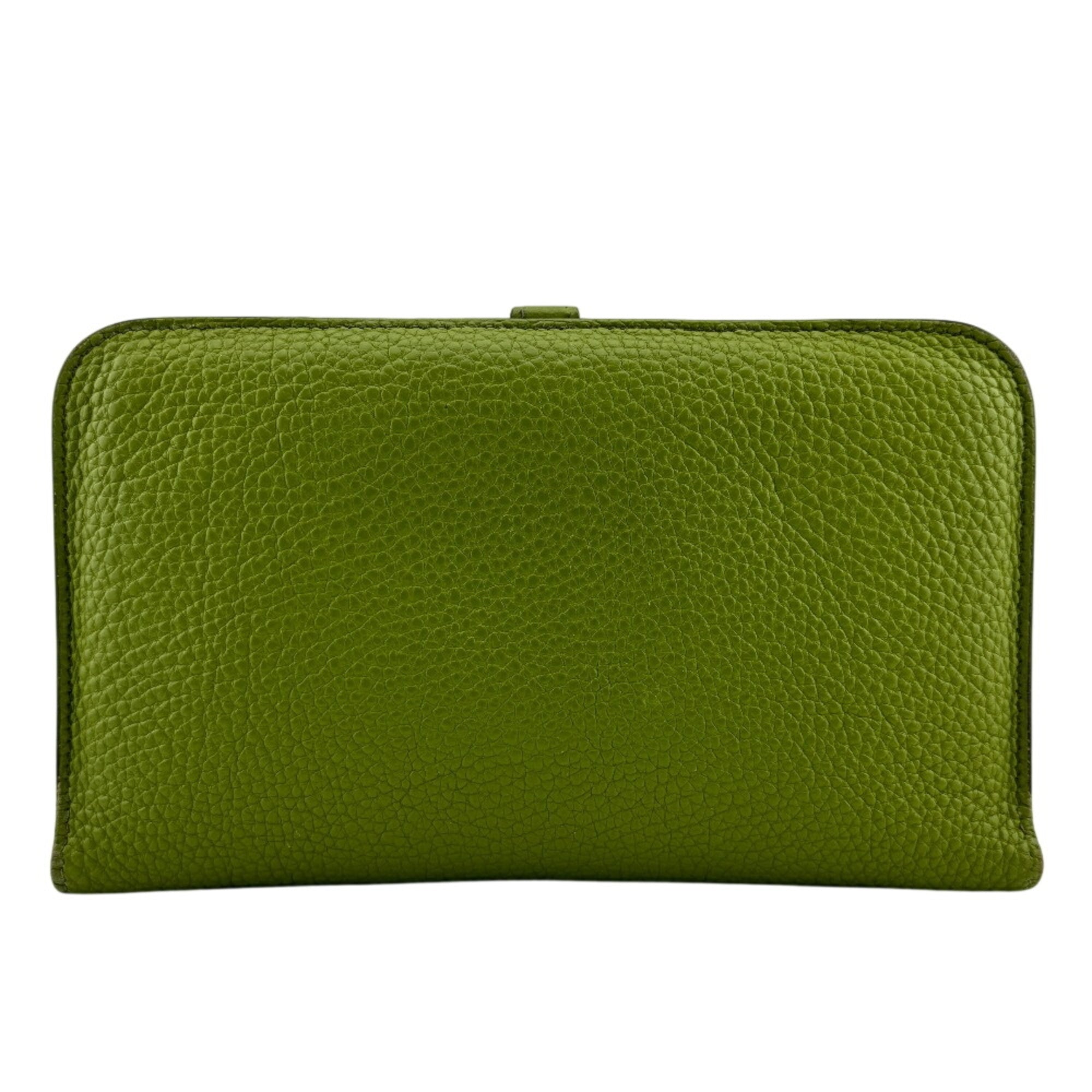 Hermes Green Taurillon Clemence Leather Long Wallet (Bi-Fold) (Pre-Owned)