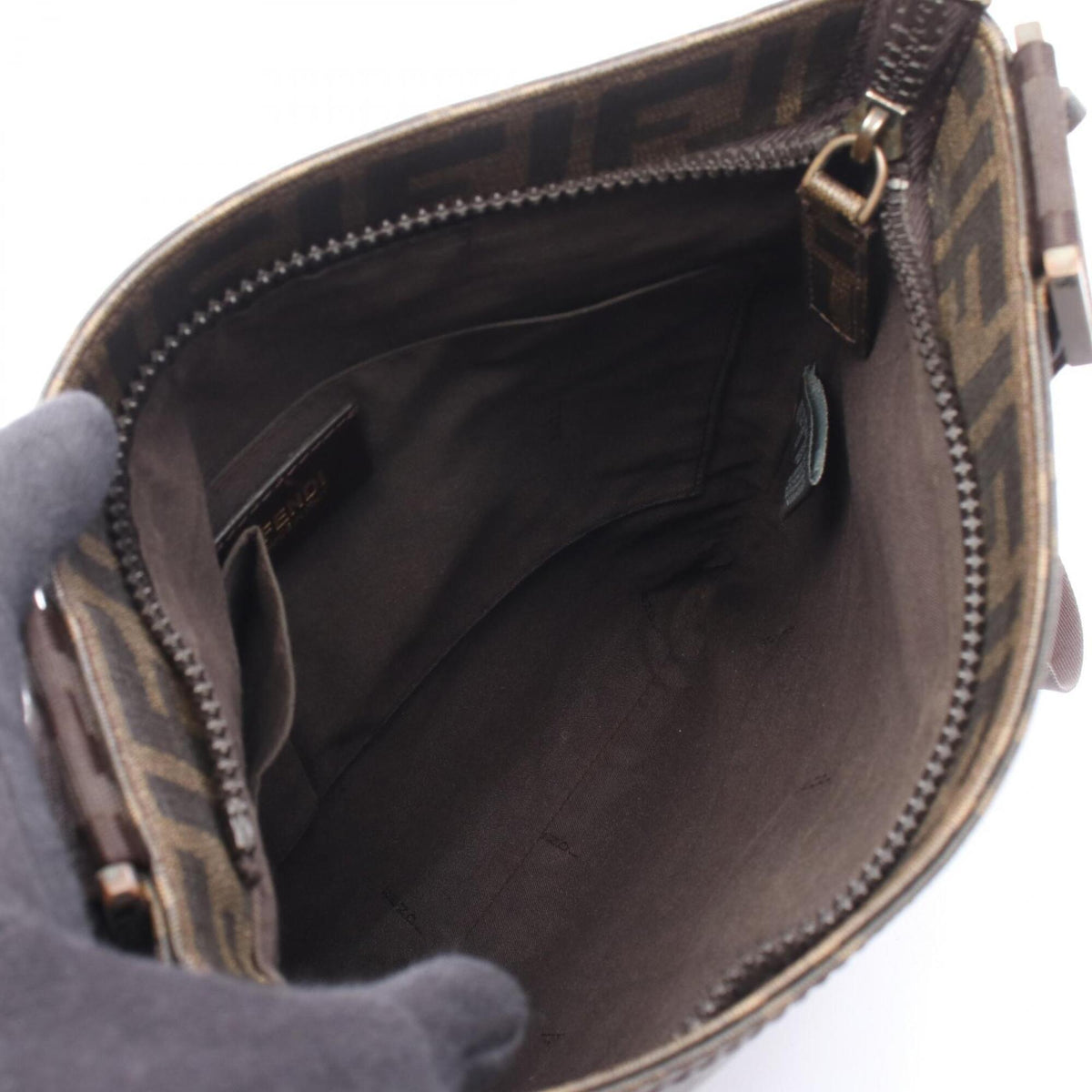 Fendi Zucca Black Brown Pvc Handbag Shoulder Bag (Pre-Owned)