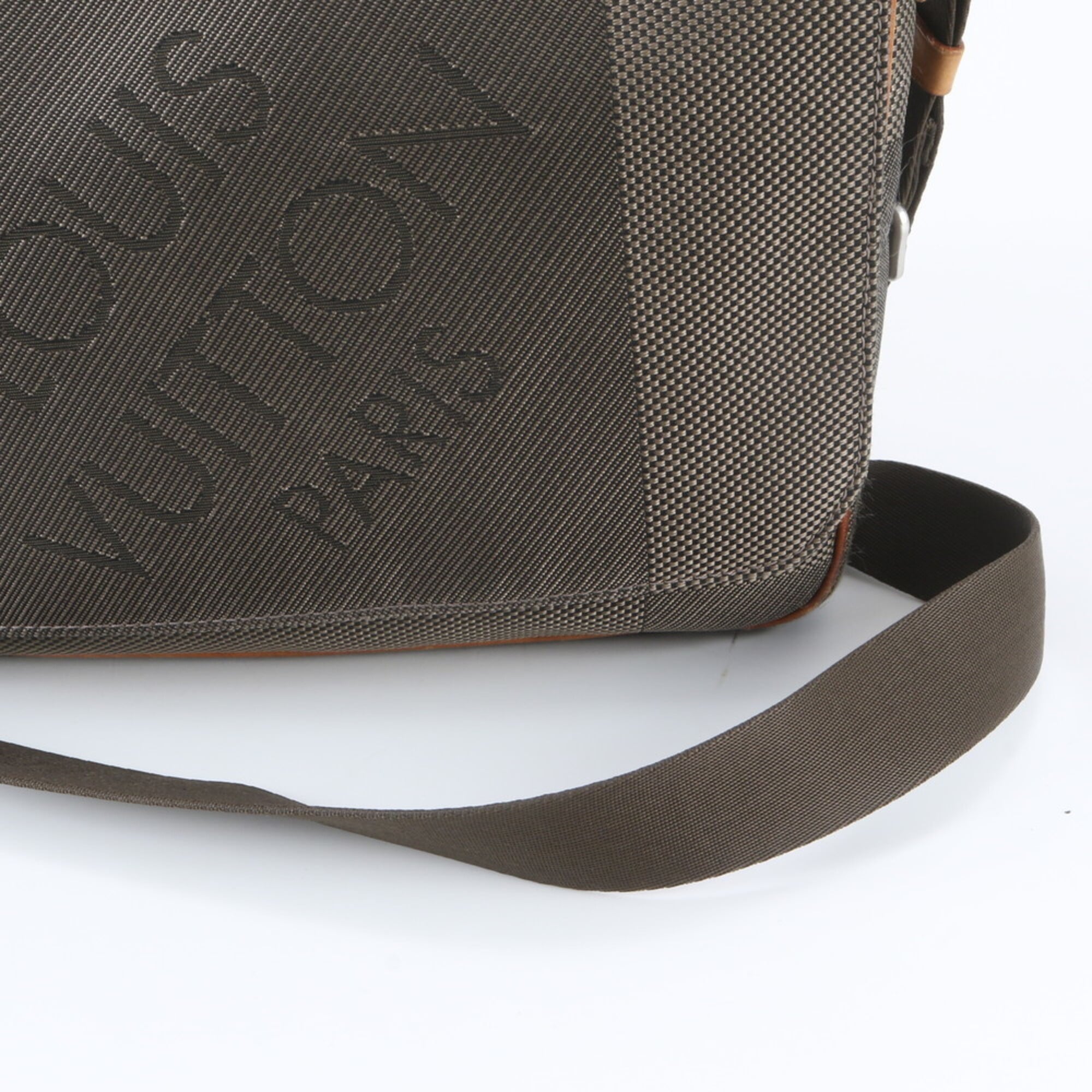 Louis Vuitton Green Khaki Leather Canvas Messenger Bag Shoulder Bag (Pre-Owned)