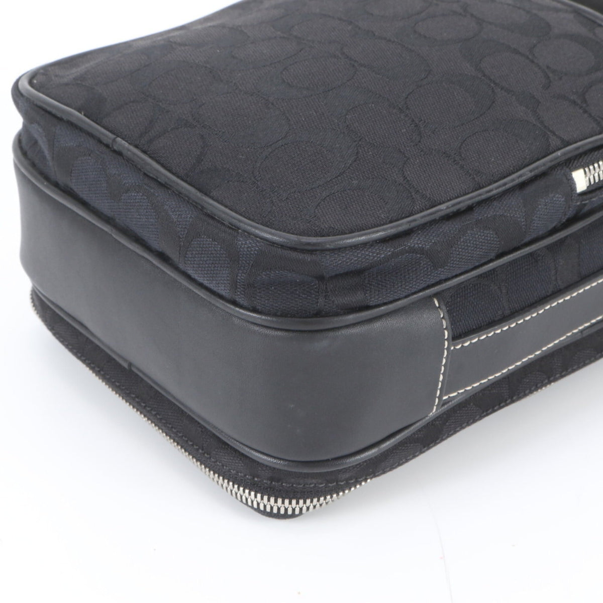 Coach Black Leather Canvas Messenger Bag Shoulder Bag (Pre-Owned)