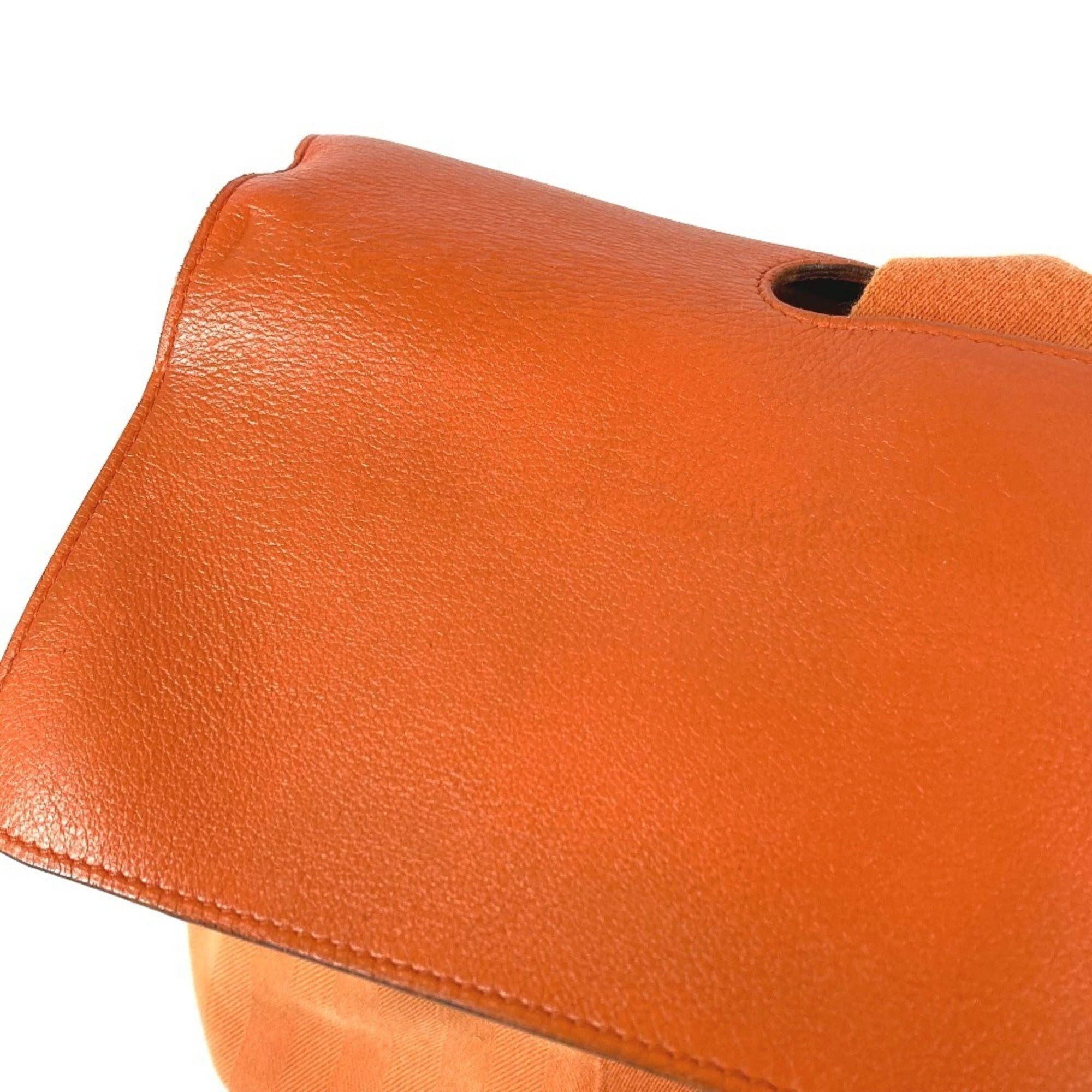 Hermes Orange Toile Chevron Handbag Pouch Tote Bag (Pre-Owned)