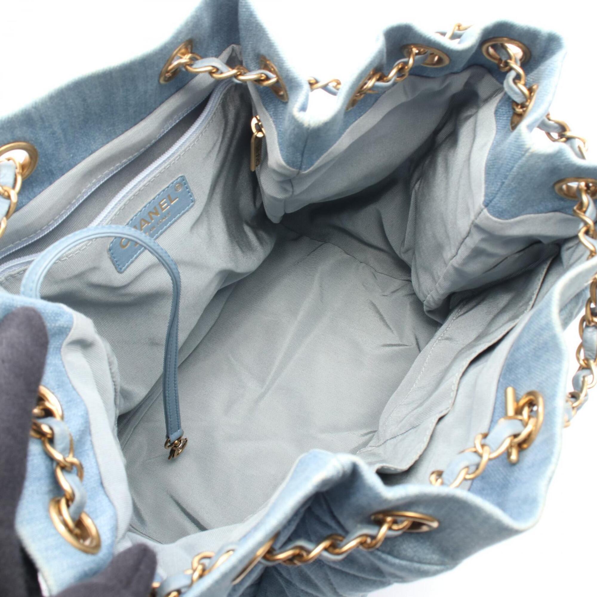 Chanel Blue Denim Leather Handbag Shoulder Bag (Pre-Owned)