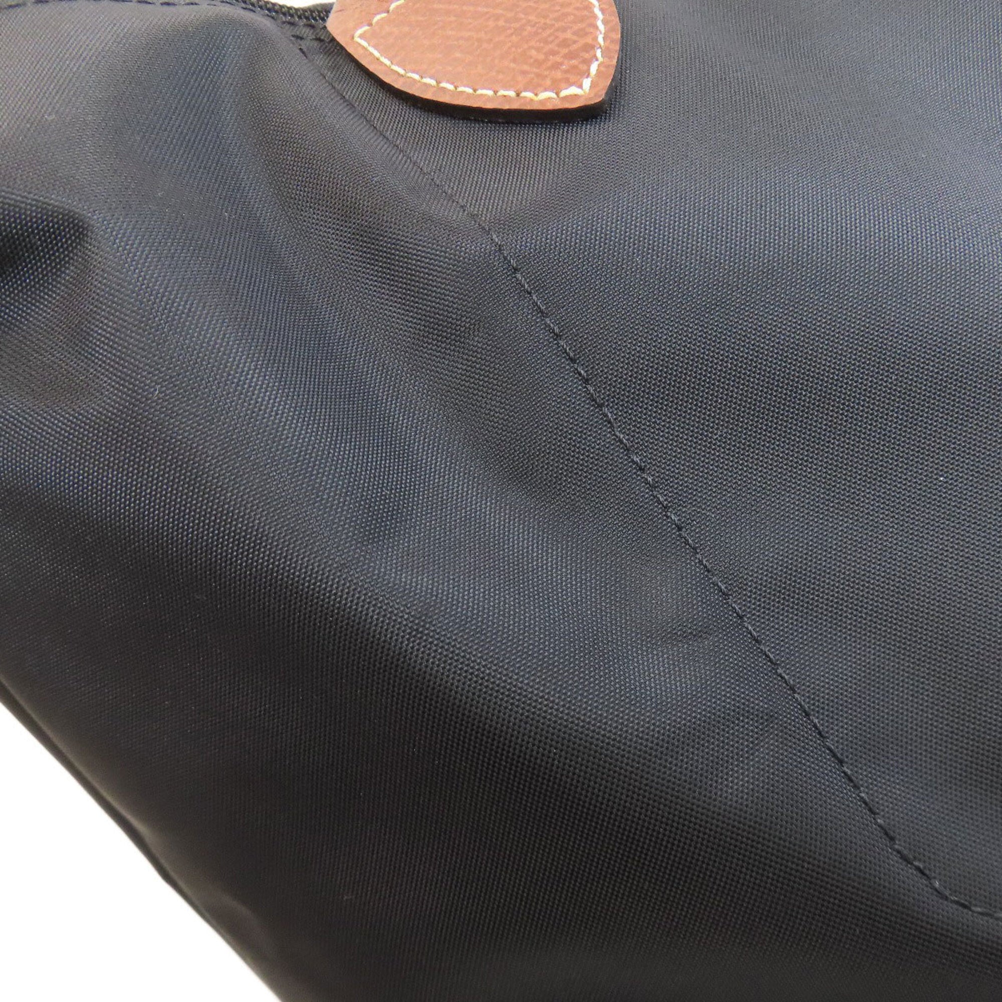 Longchamp Black Brown Nylon Tote Bag (Pre-Owned)