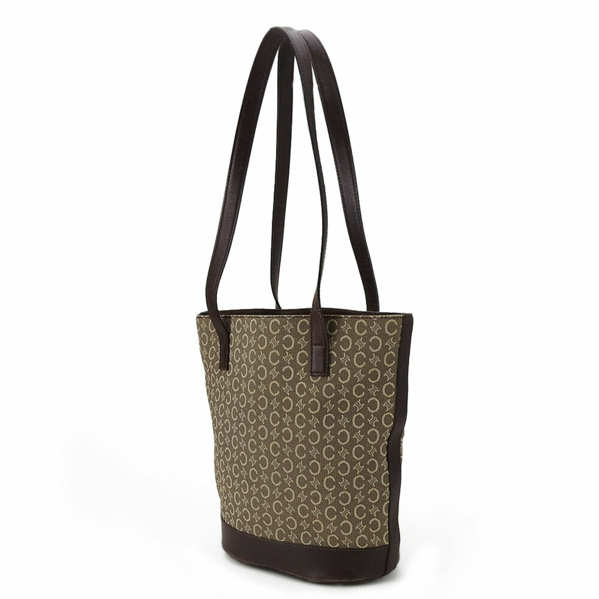 Celine Beige Dark Brown Canvas Leather Tote Bag (Pre-Owned)
