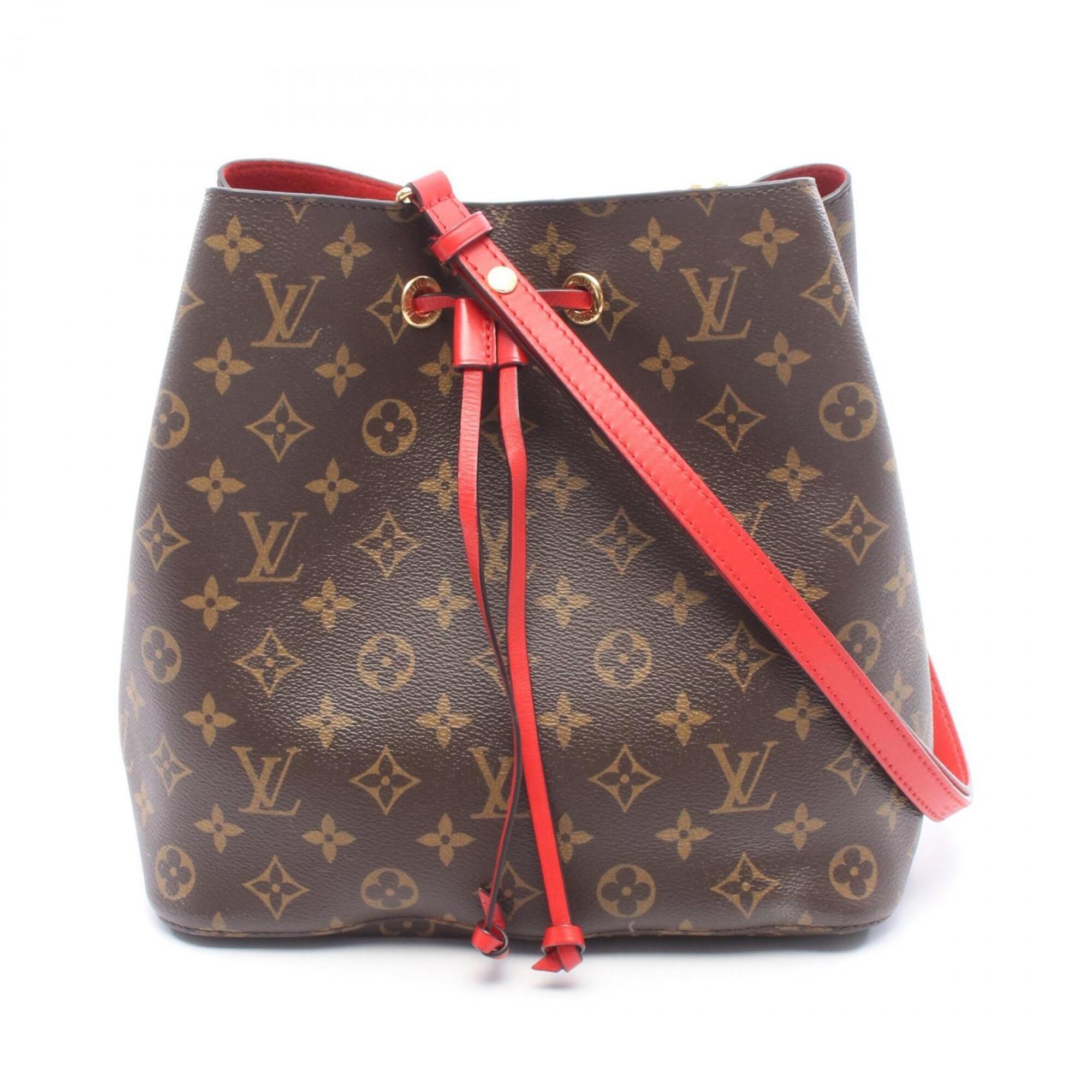 Louis Vuitton Brown Coquelicots Monogram Red Color Monogram Leather Handbag Shoulder Bag (Pre-Owned)