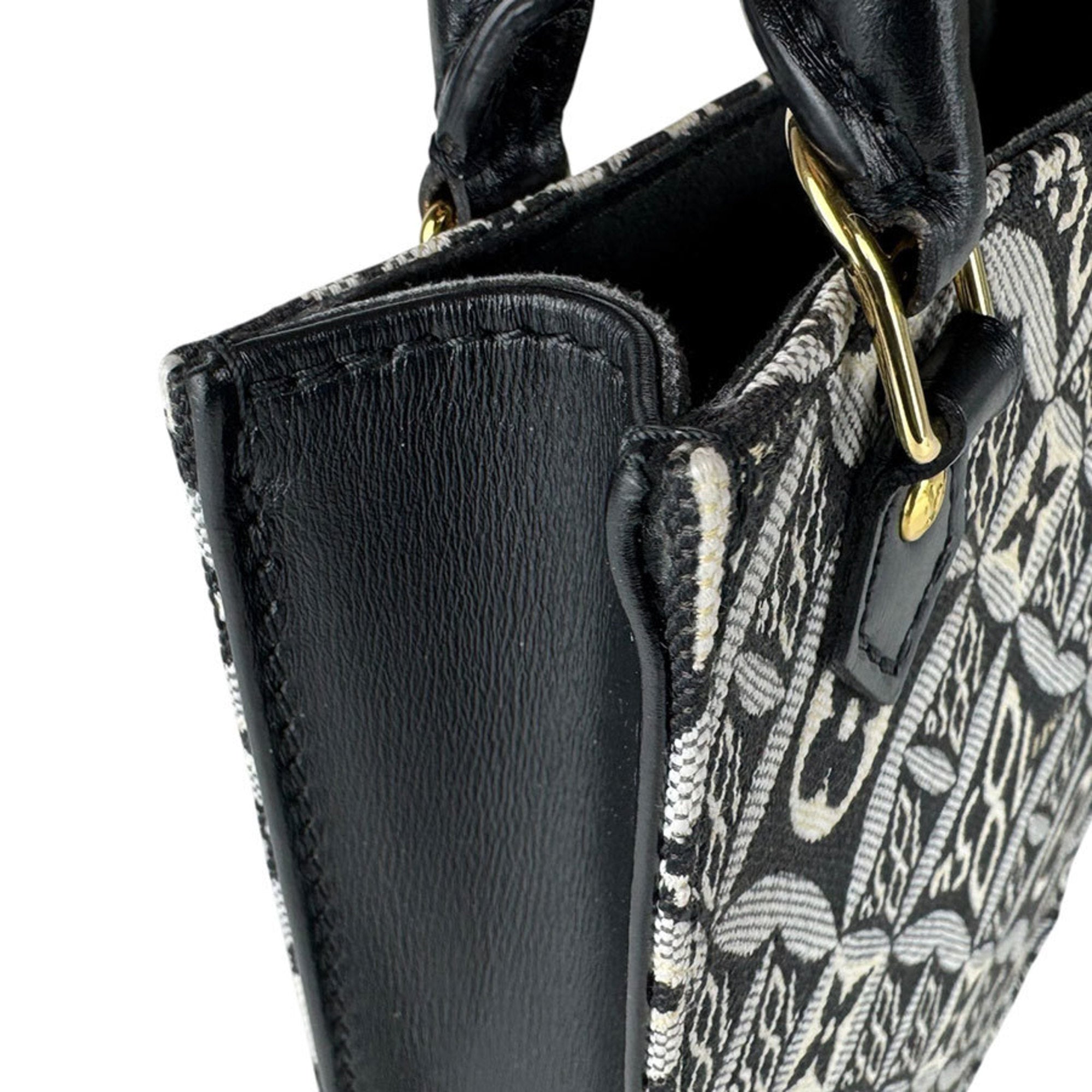 Louis Vuitton Black Canvas Leather Handbag Shoulder Bag (Pre-Owned)