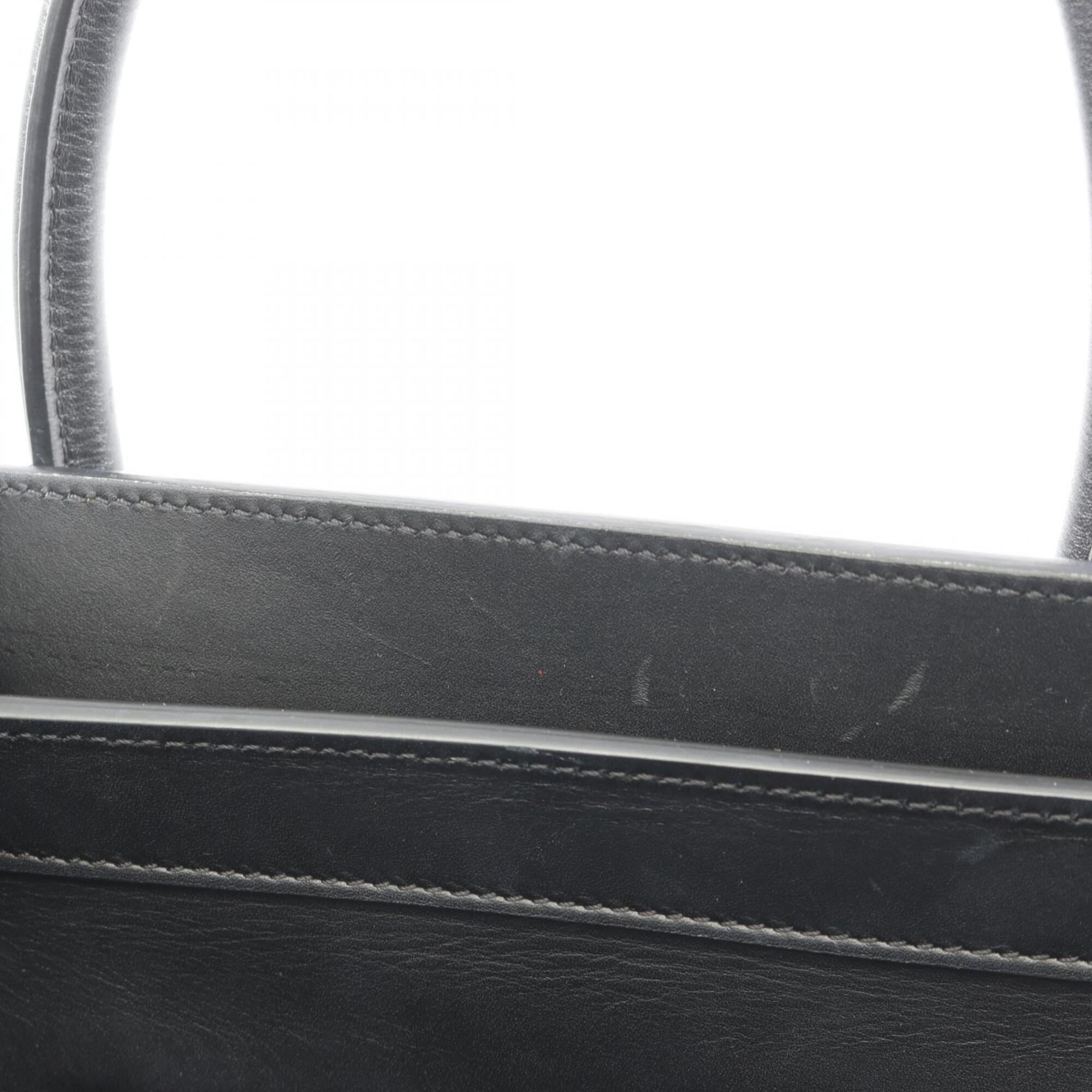 Celine Beige Black White Leather Handbag Tote Bag (Pre-Owned)