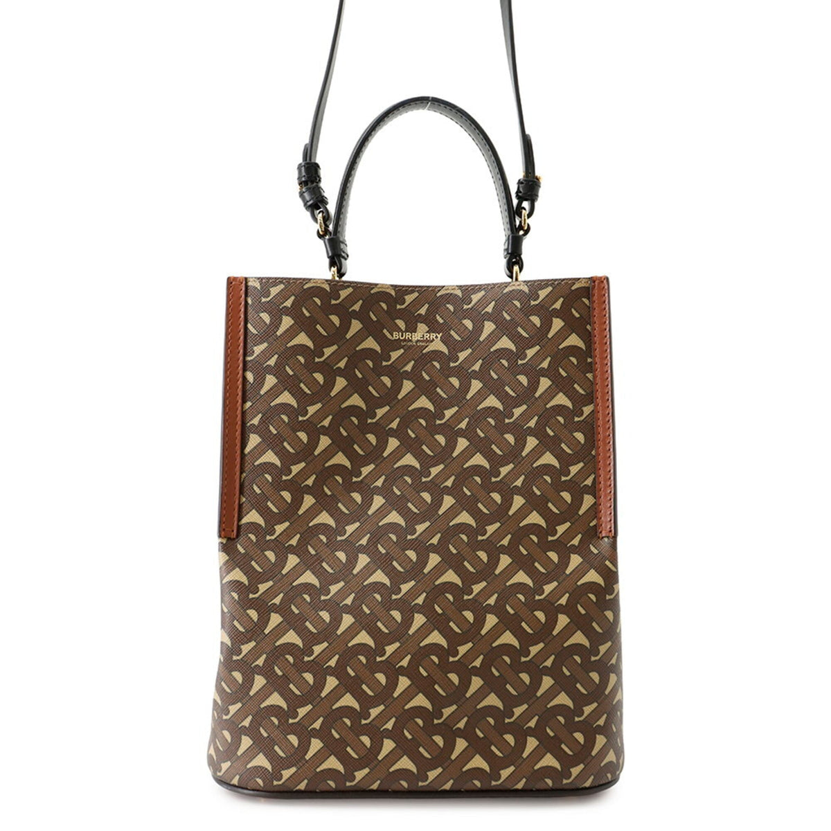 Burberry Beige Black Brown Pvc Leather Handbag (Pre-Owned)