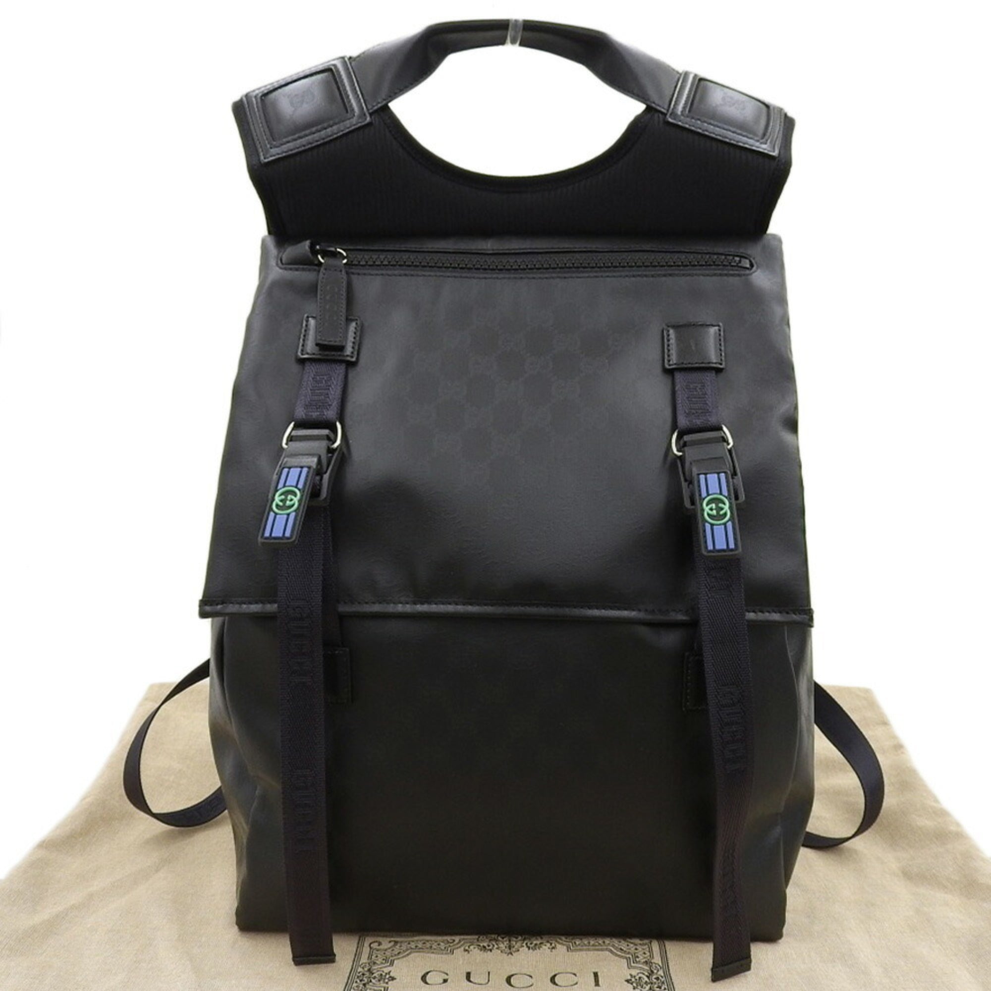 Gucci Black Coated Canvas Backpack (Pre-Owned)