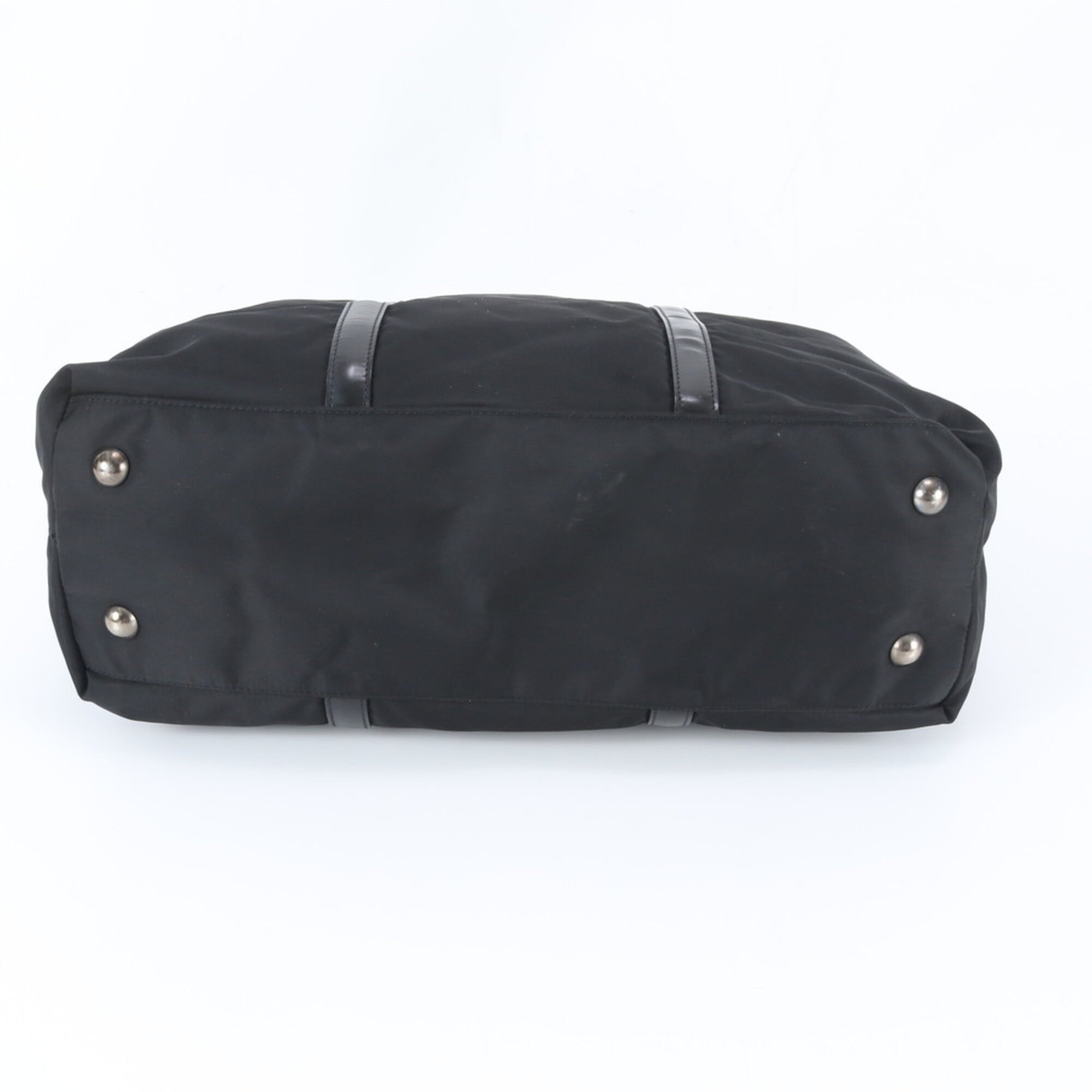Prada Black White Nylon Leather Handbag (Pre-Owned)