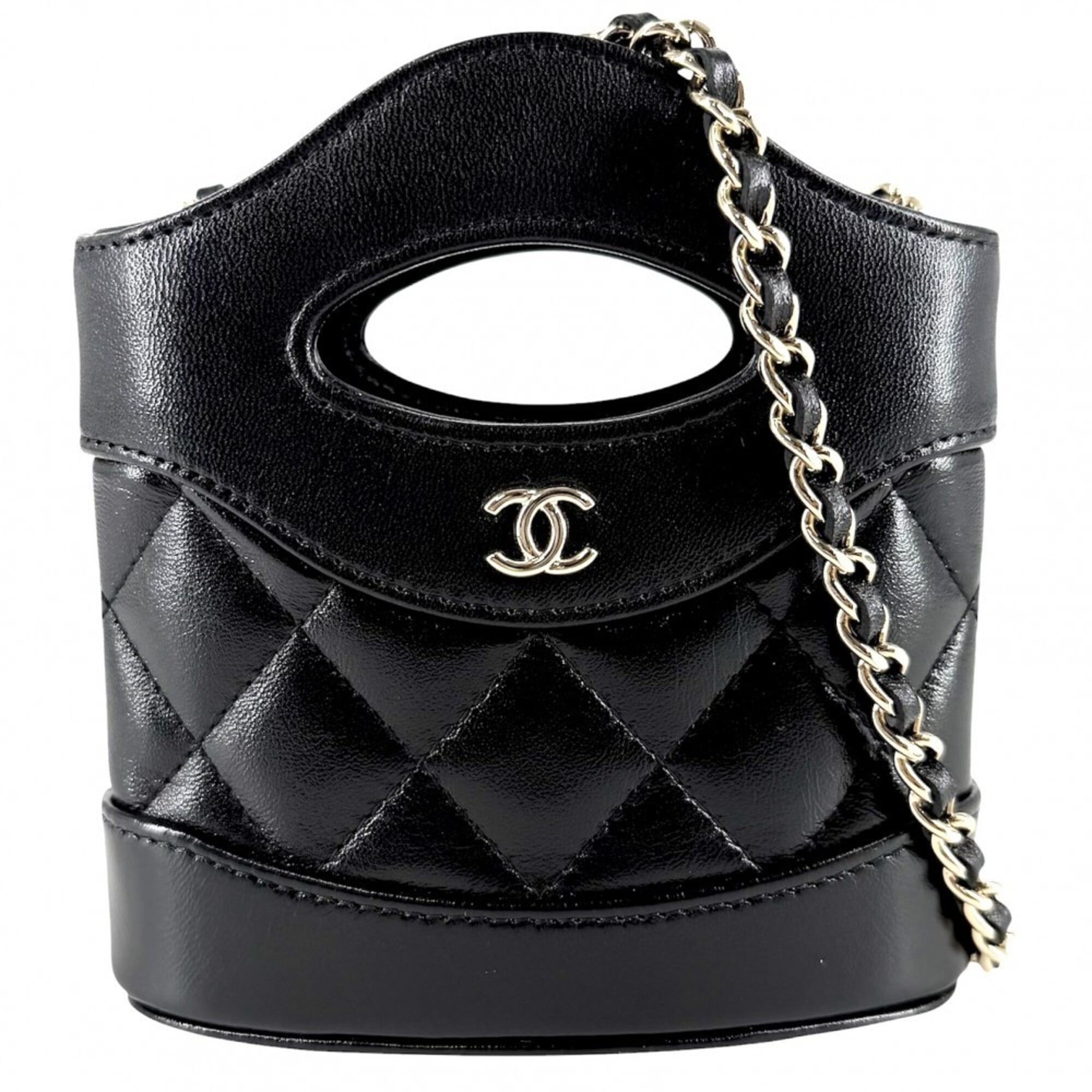 Chanel Matelasse Black Leather Handbag Shoulder Bag (Pre-Owned)