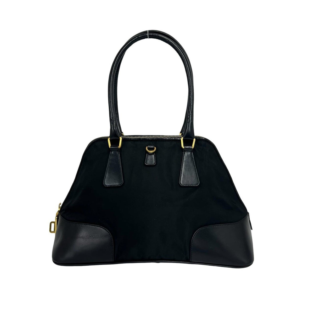 Prada Black Nylon Leather Handbag Shoulder Bag (Pre-Owned)