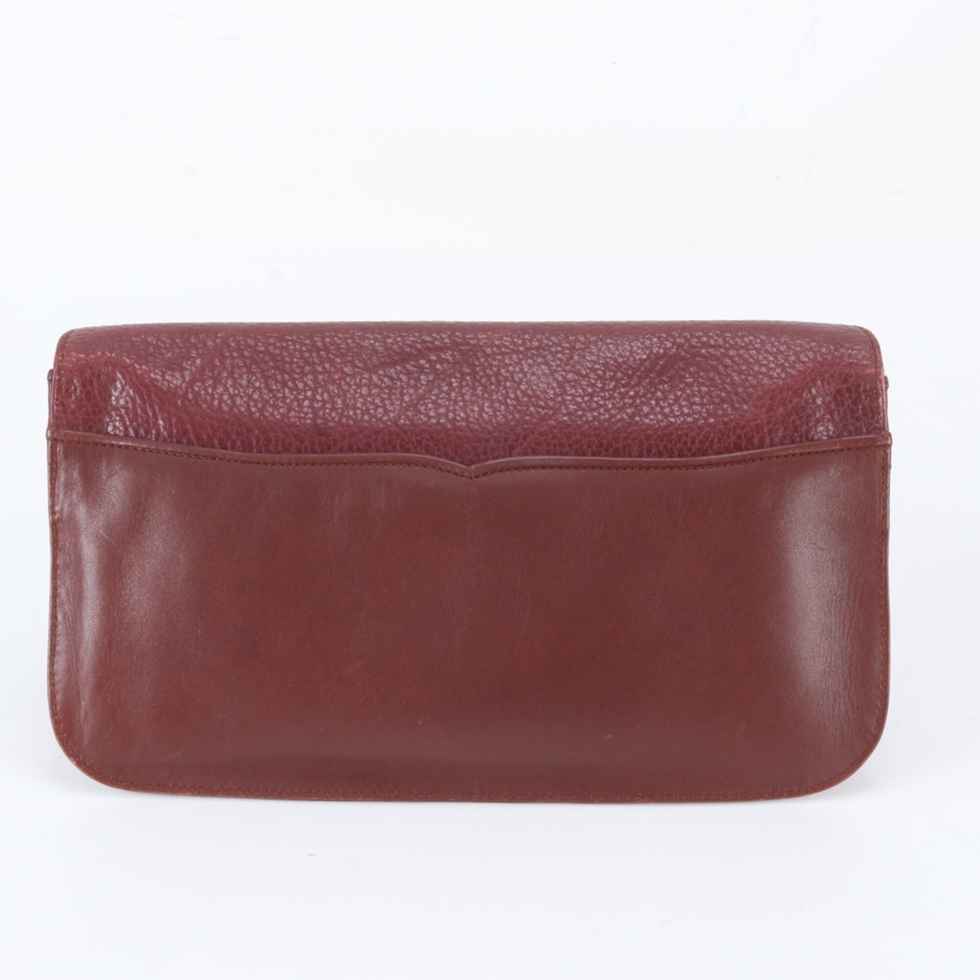 Cartier Wine Red Leather Clutch Bag Handbag Pouch (Pre-Owned)