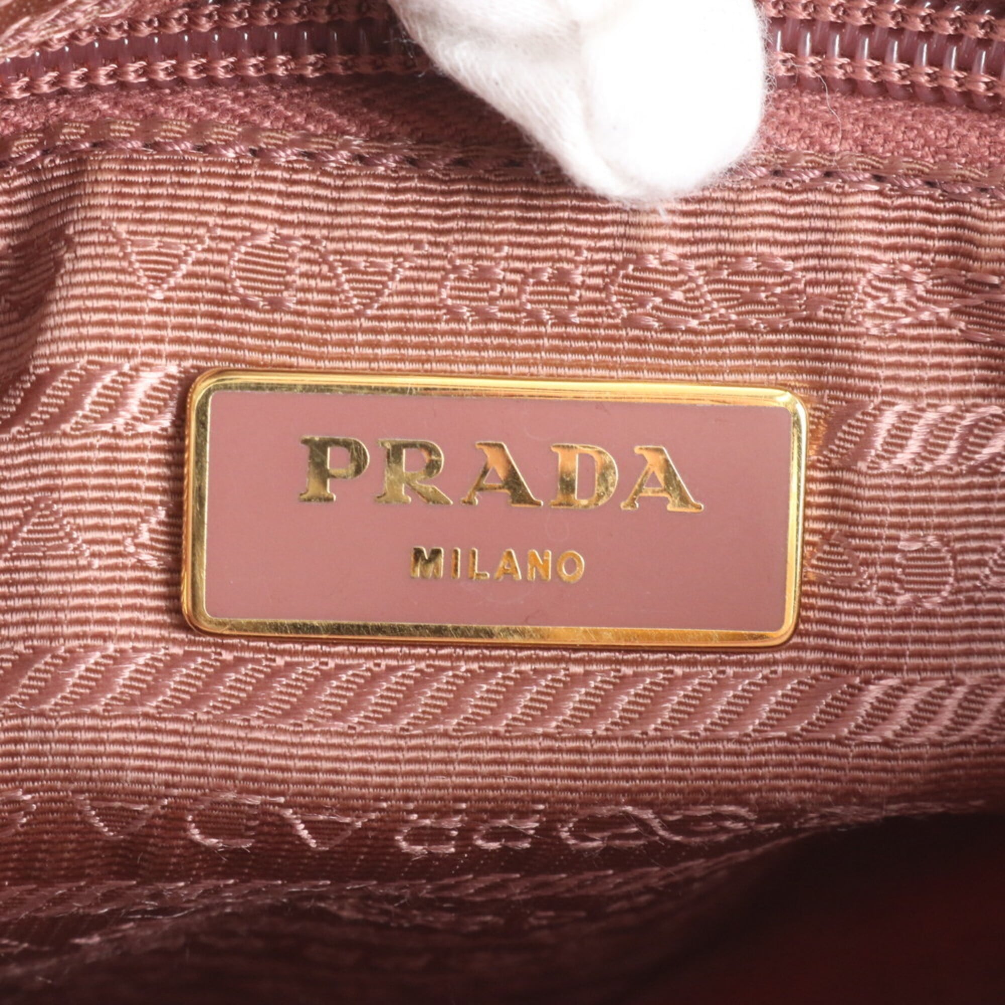 Prada Pink Leather Nylon Handbag Shoulder Bag (Pre-Owned)
