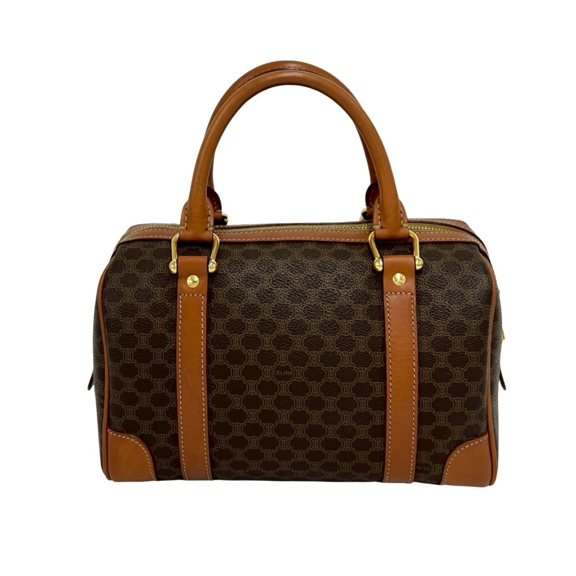 Celine Brown Pvc Leather Boston Bag Handbag (Pre-Owned)
