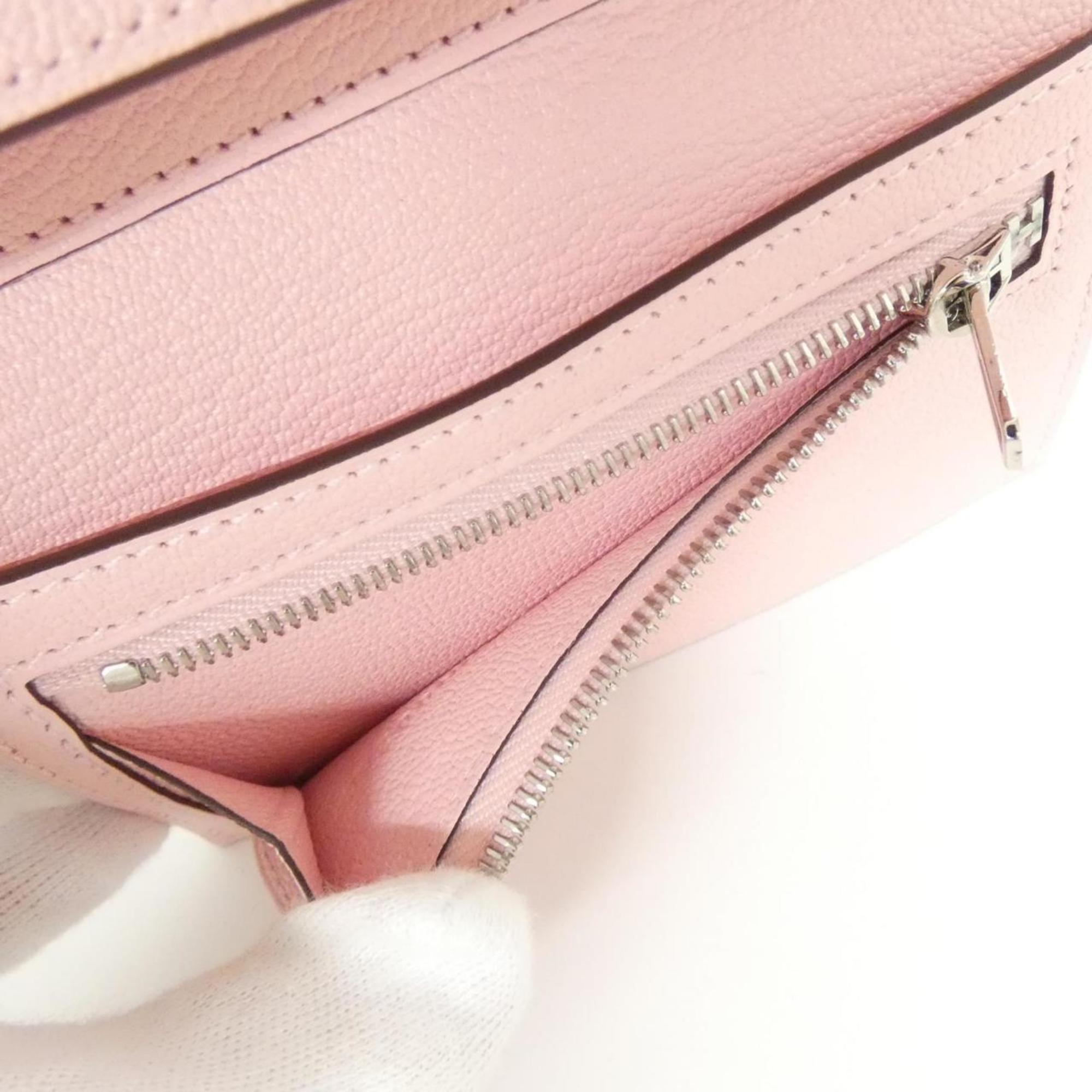 Hermes Rose Sakura Chevre Leather Wallet (Tri-Fold) (Pre-Owned)