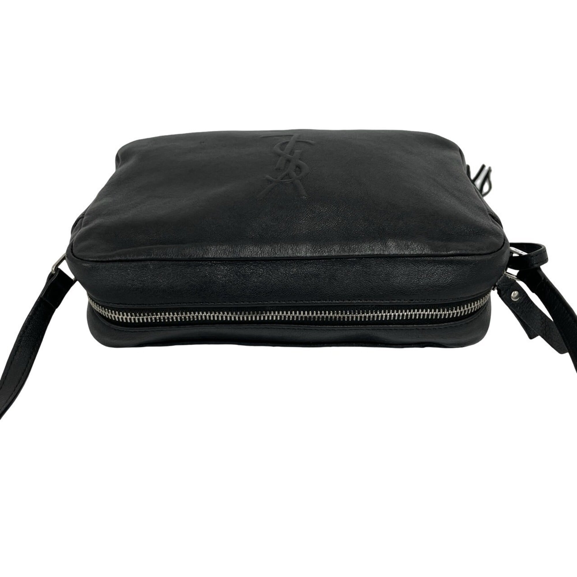 Saint Laurent Black Leather Pochette Shoulder Bag (Pre-Owned)