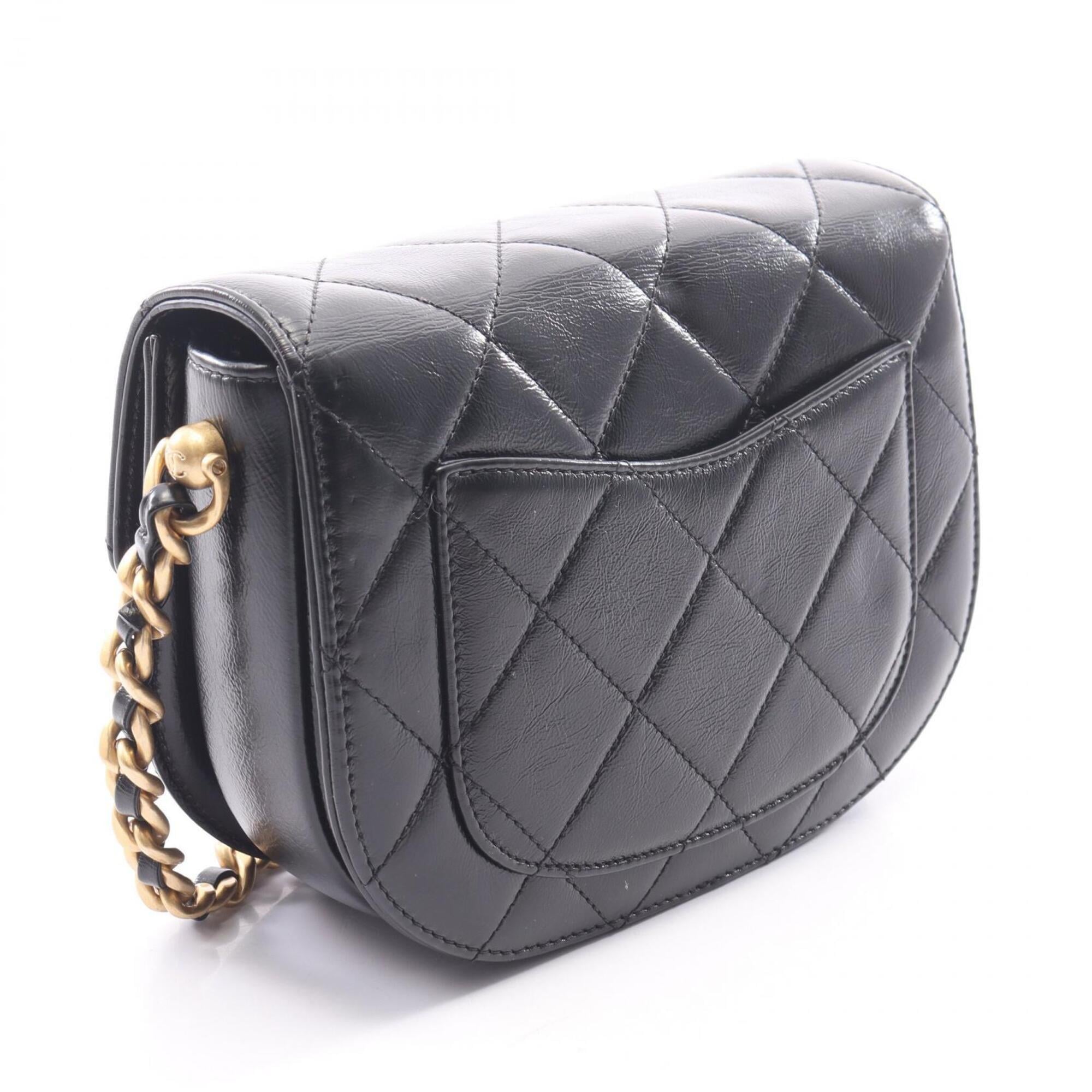 Chanel Black Leather Handbag Shoulder Bag (Pre-Owned)