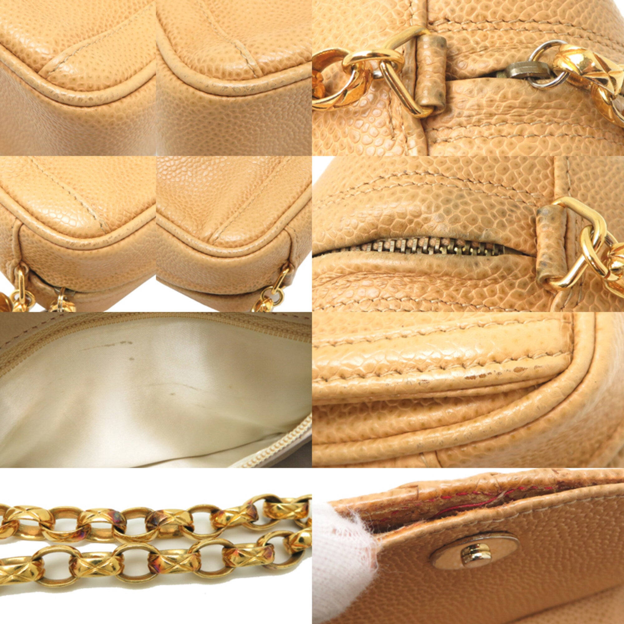 Chanel Beige Grained Calfskin Shoulder Bag (Pre-Owned)