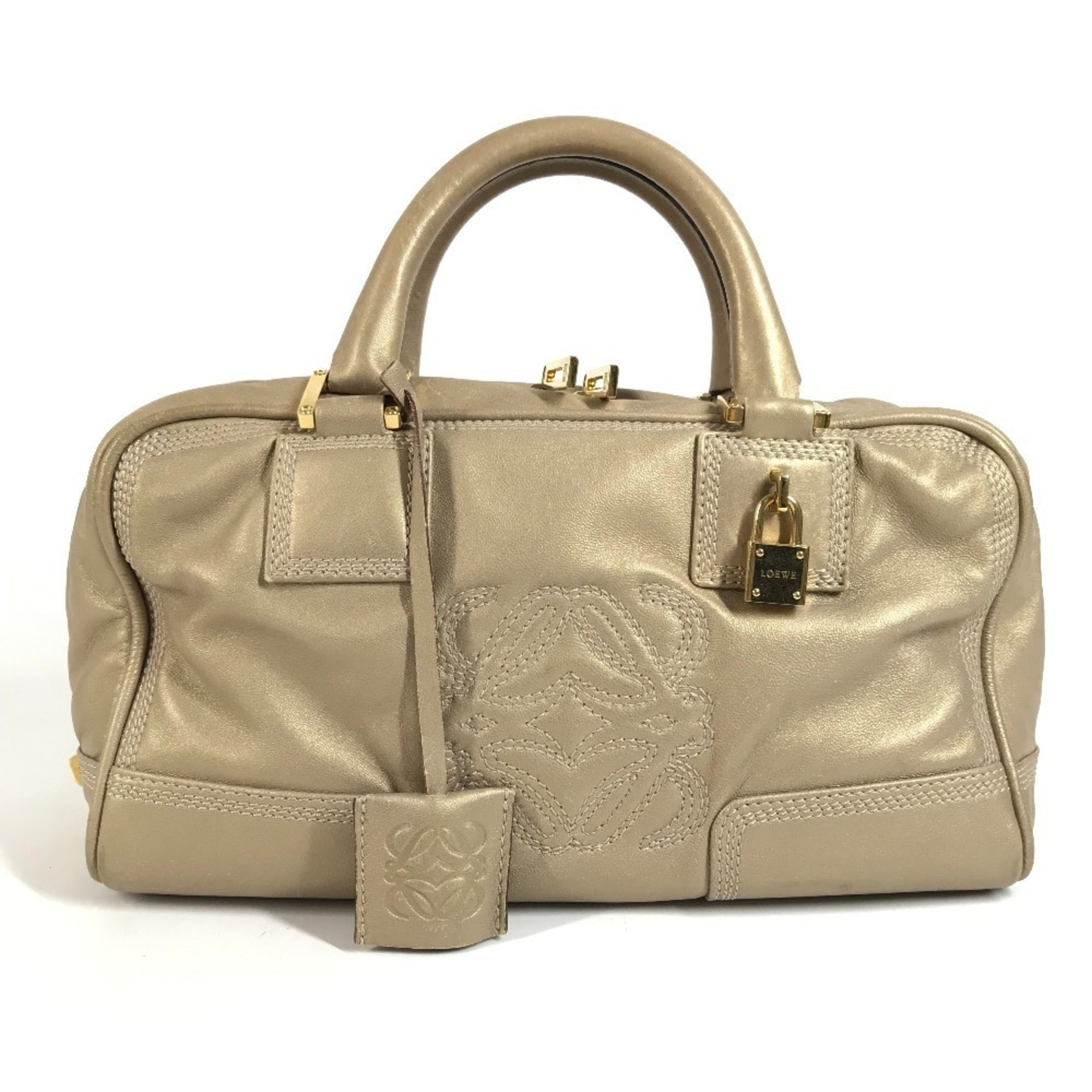 Loewe Amazona Gold Leather Handbag Tote Bag (Pre-Owned)